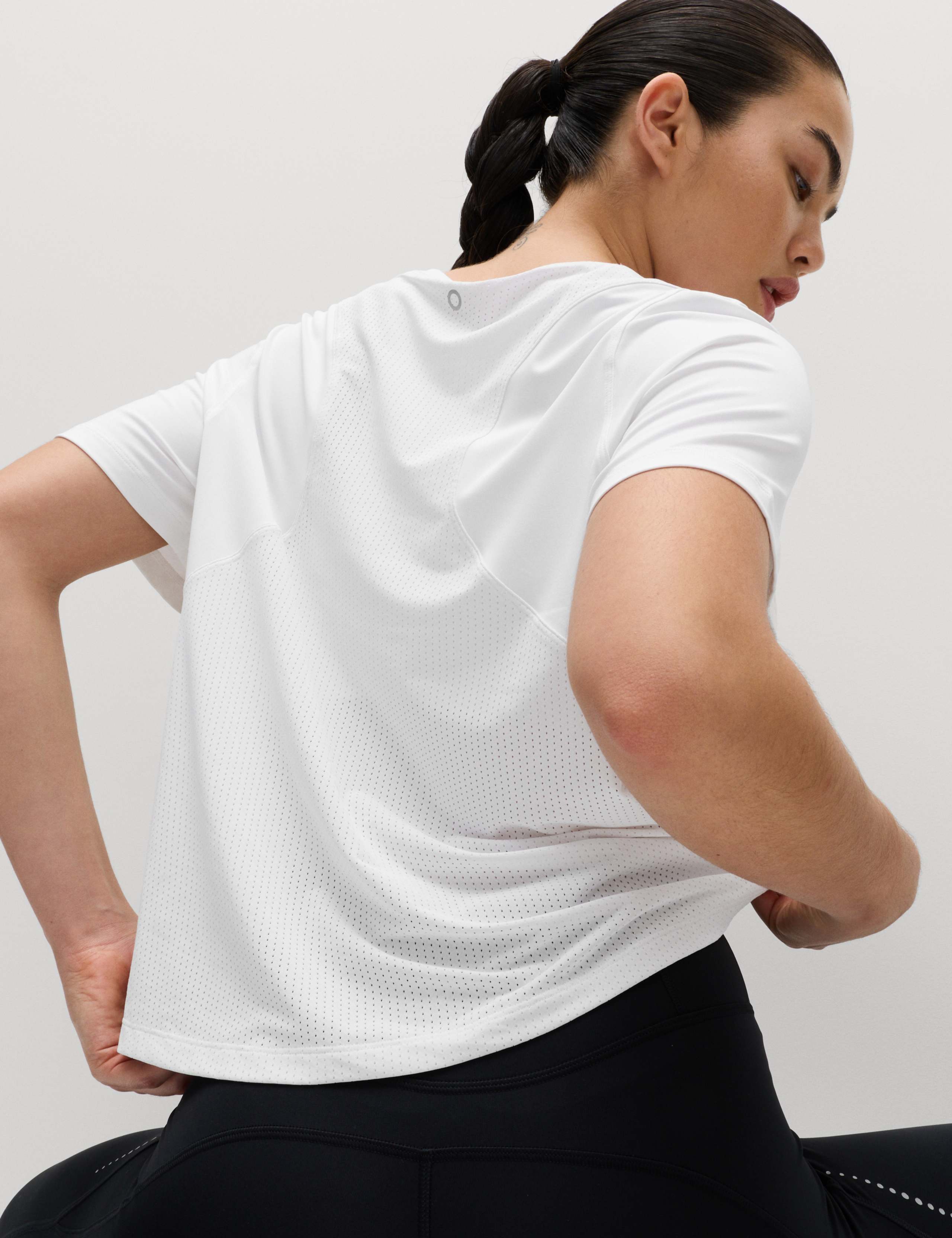 Crew Neck Mesh Panel Relaxed T-Shirt 1 of 5