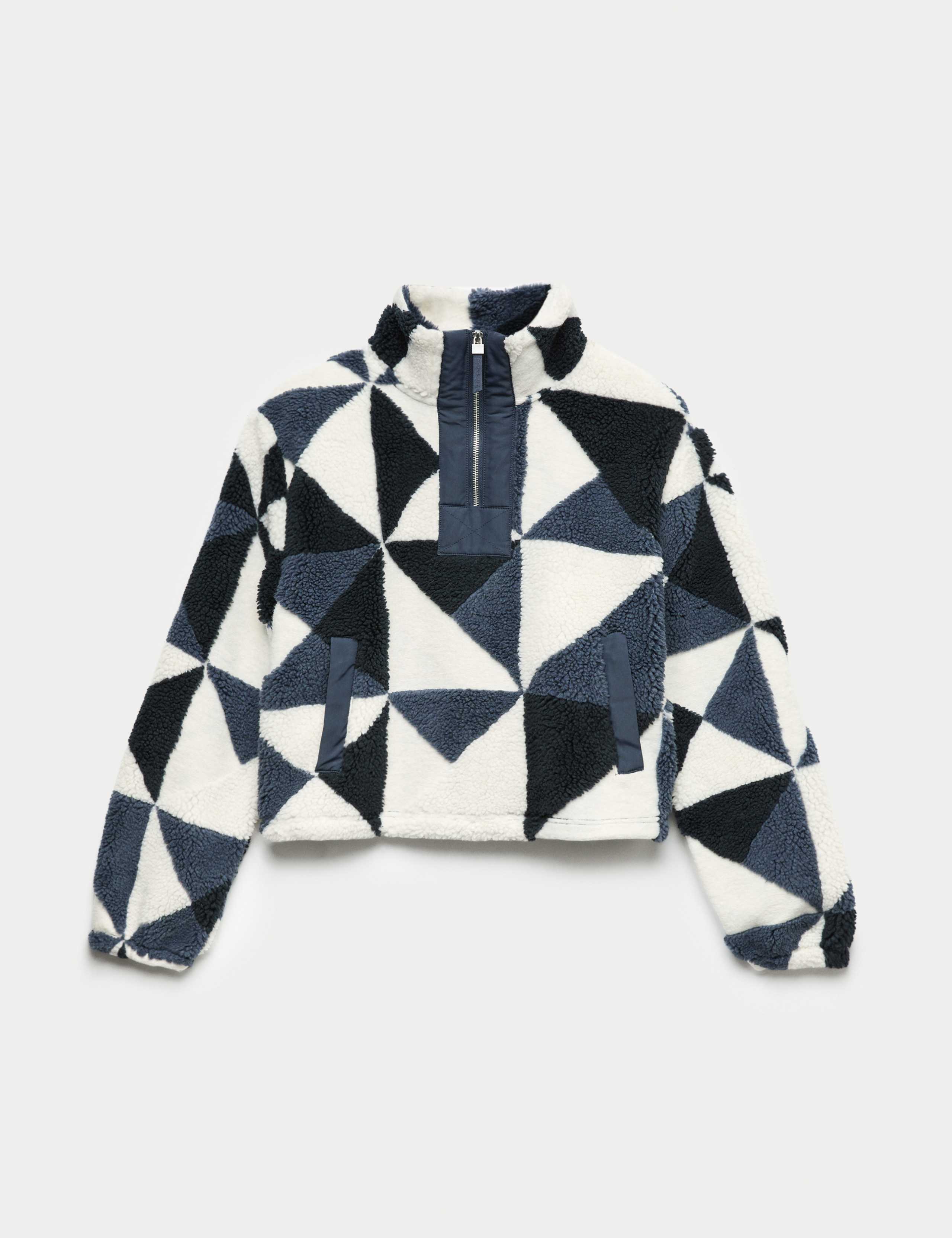 Borg Printed Funnel Neck Fleece Jacket 1 of 1