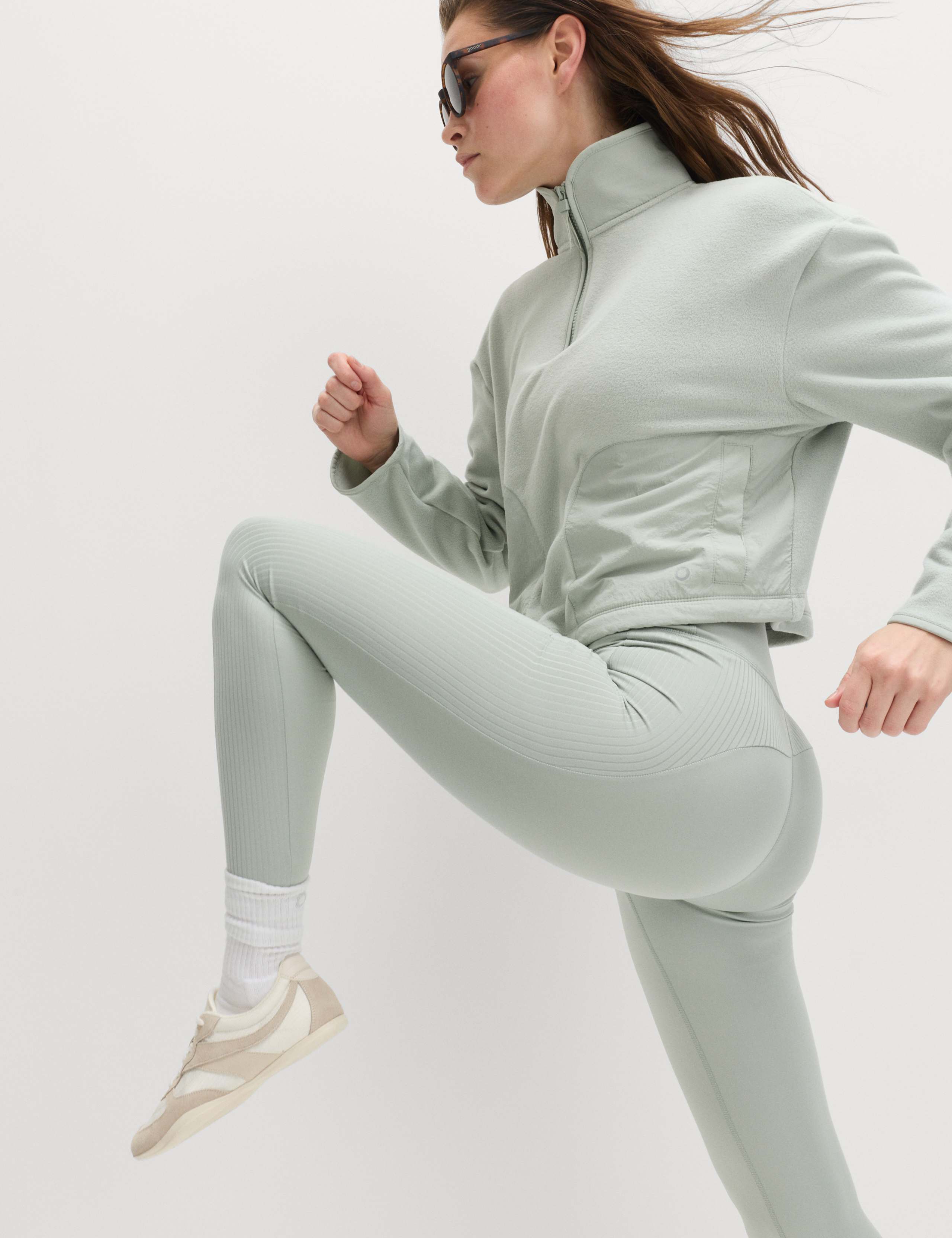 Funnel Neck Half Zip Relaxed Cropped Fleece 1 of 6