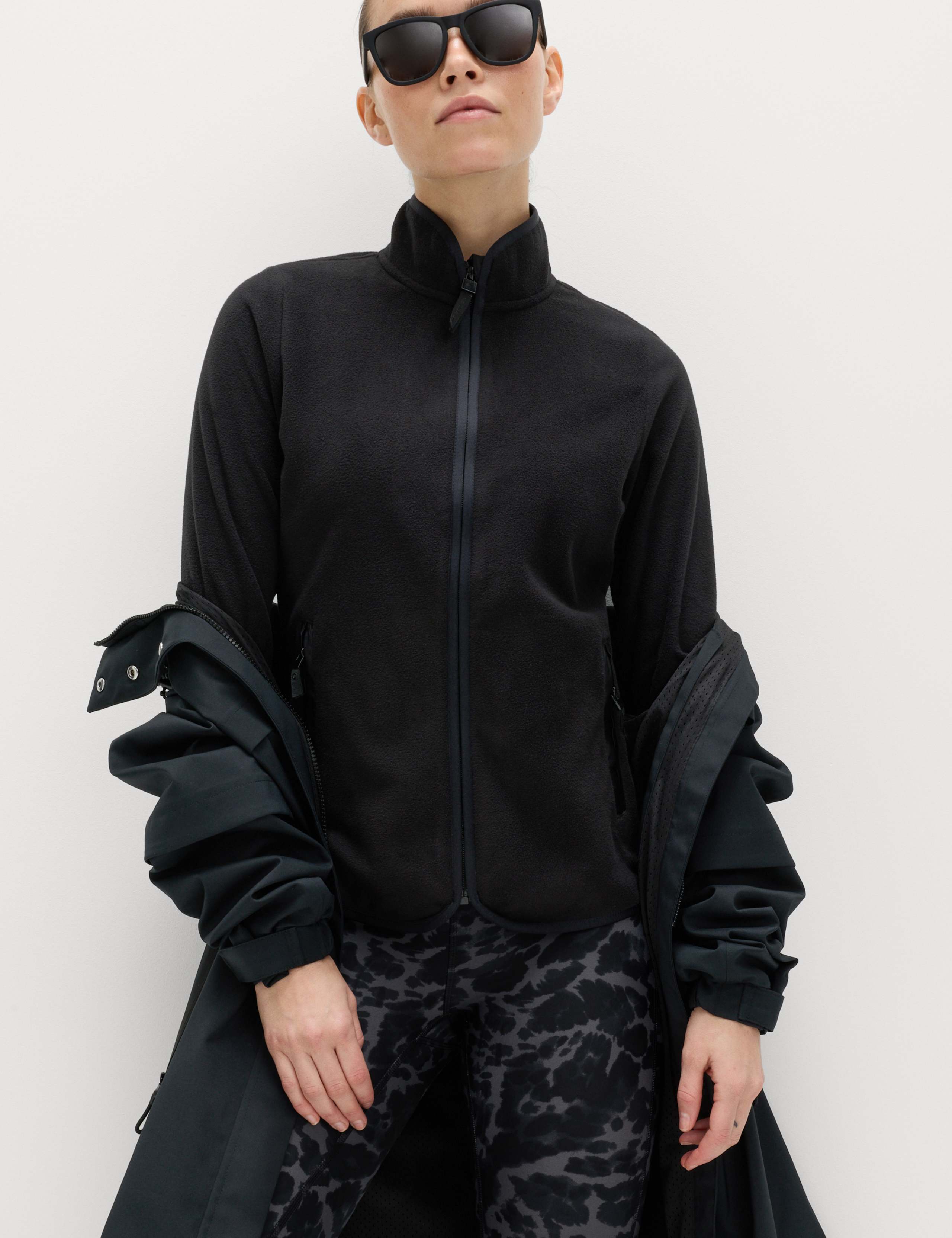 Funnel Neck Zip Up Fitted Fleece Jacket 1 of 7