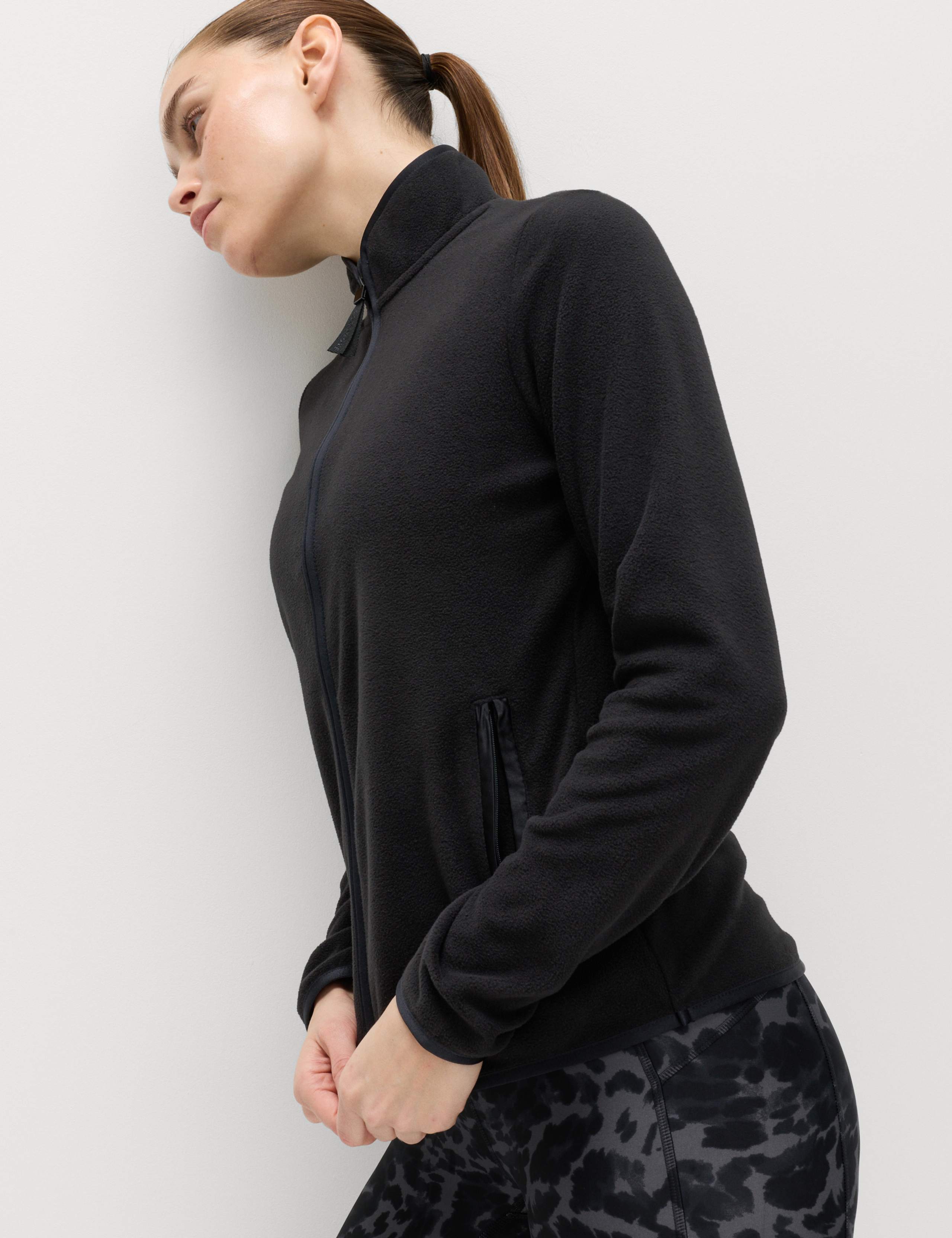 Funnel Neck Zip Up Fitted Fleece Jacket 6 of 7