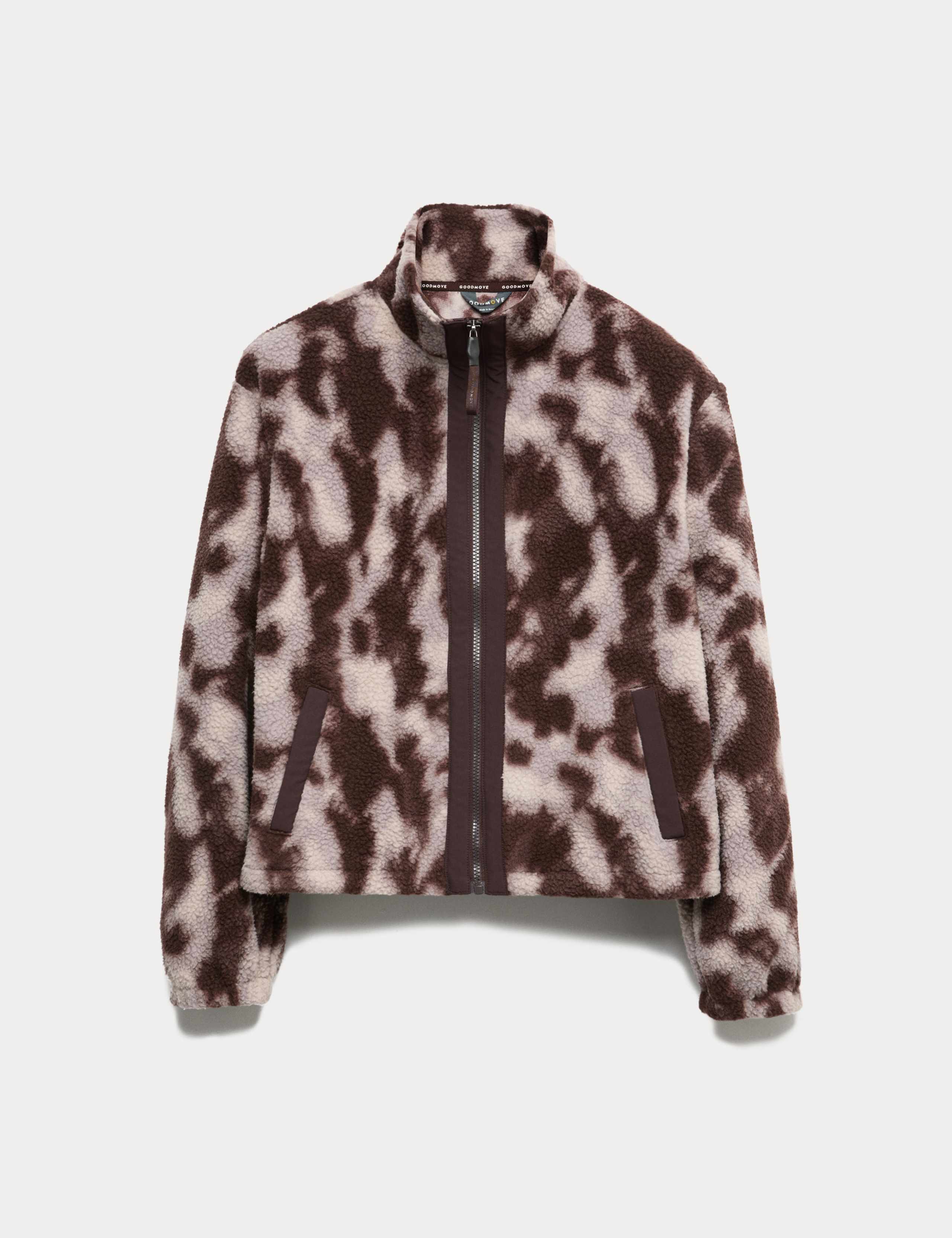 Borg Printed Funnel Neck Fleece Jacket 2 of 6