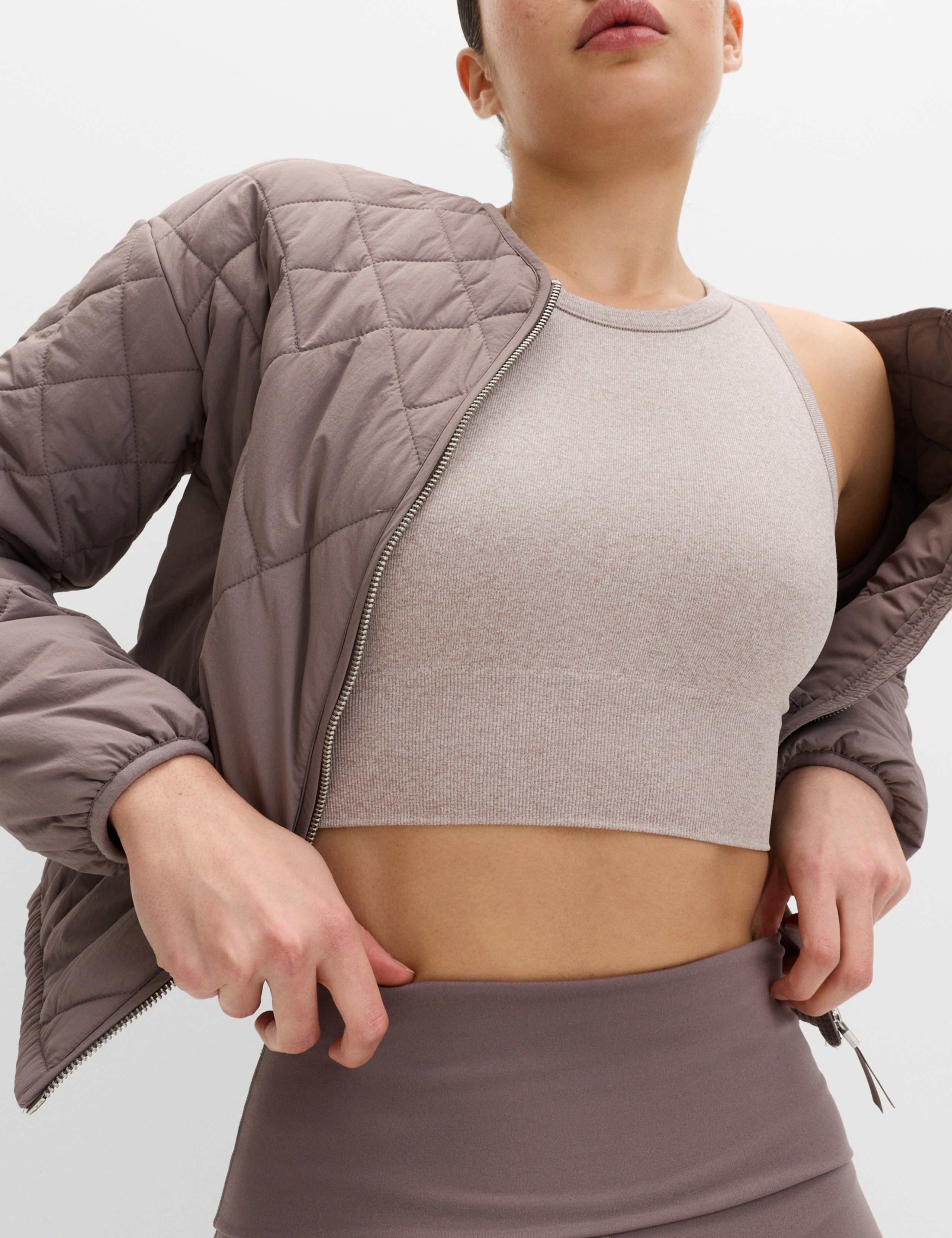 Round Neck Seamless Fitted Crop Top 1 of 4