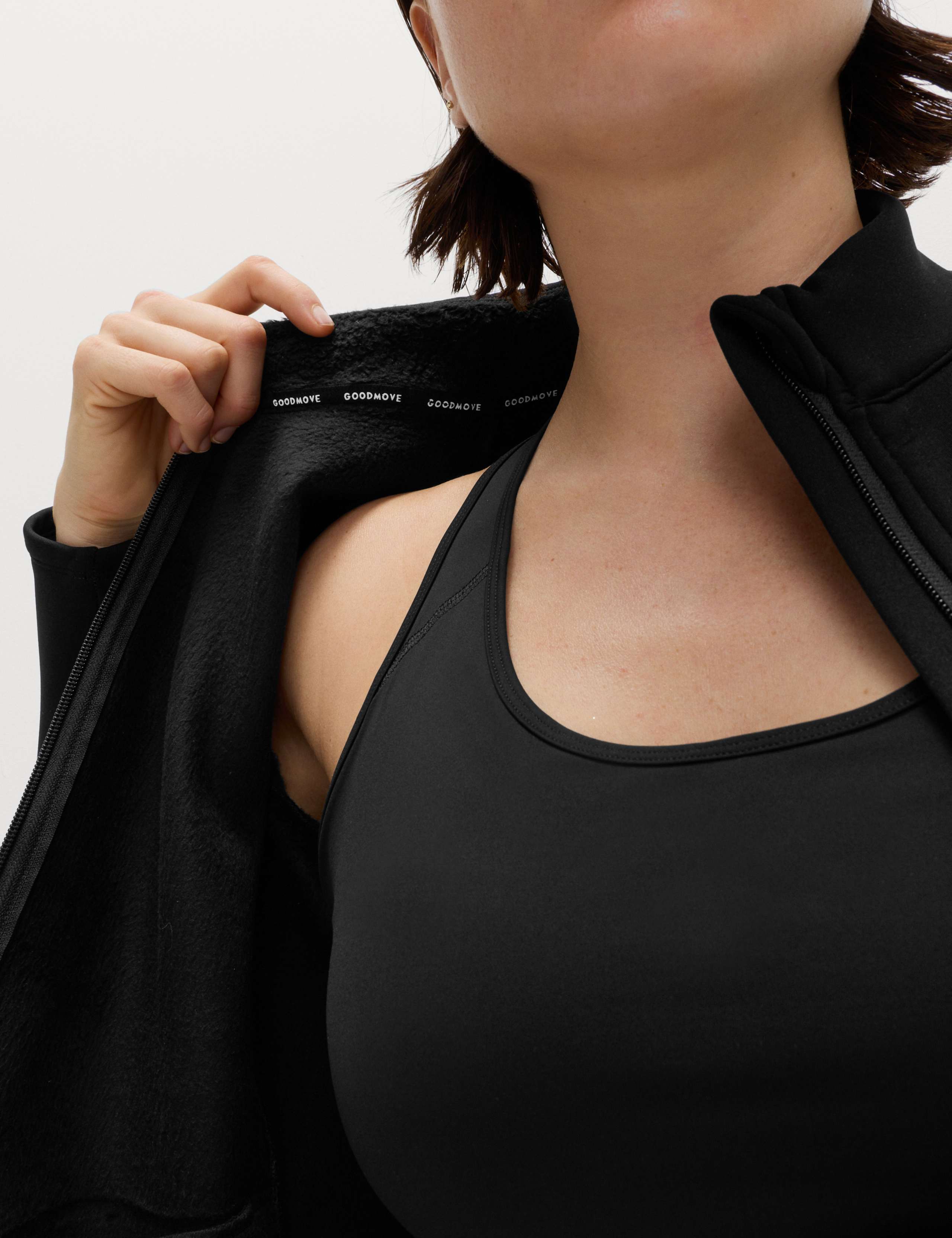 Thermal Funnel Neck Fleece Lined Zip Up Fitted Top 4 of 5