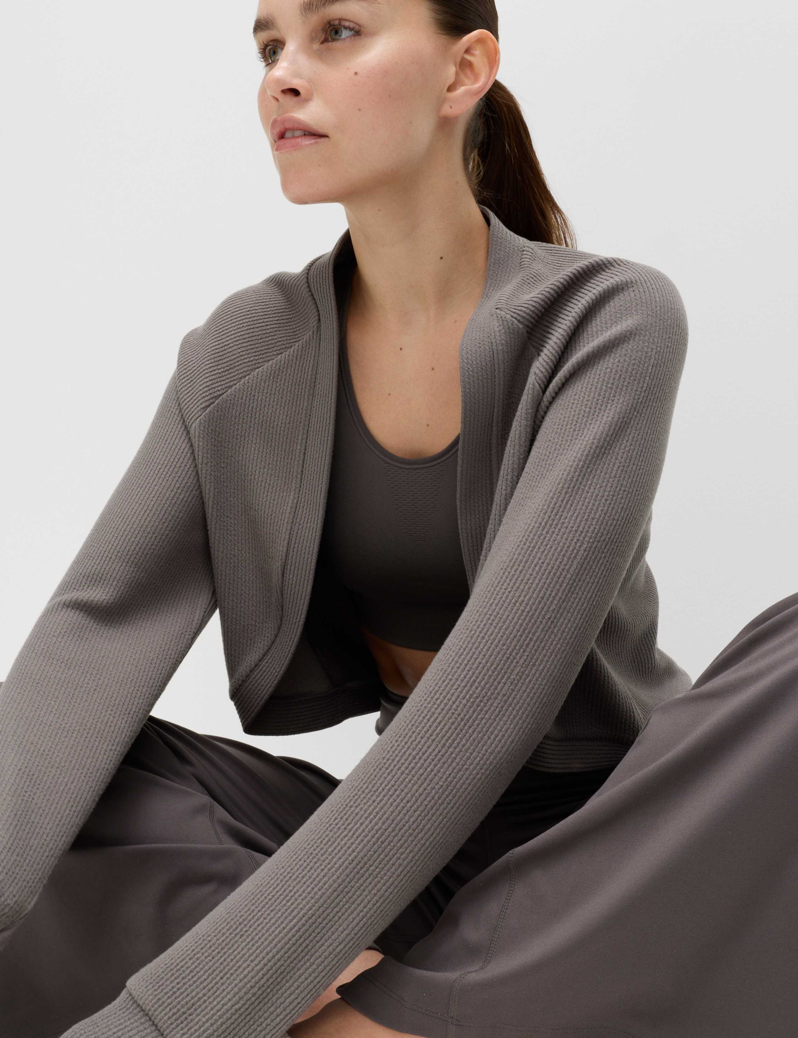 Brushed Ribbed Relaxed Shrug 3 of 5