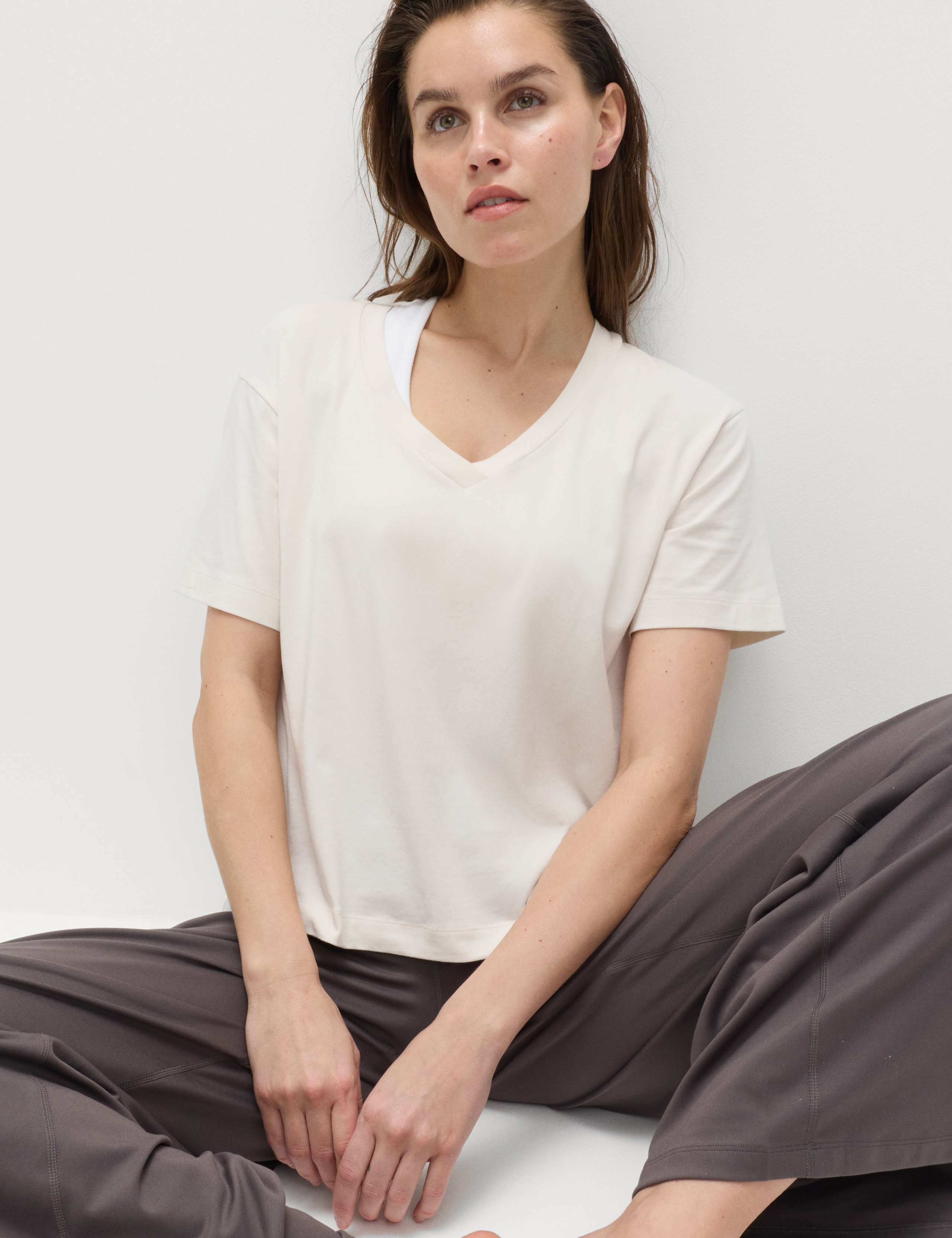 Modal Blend V-Neck Lightweight T-Shirt 1 of 5