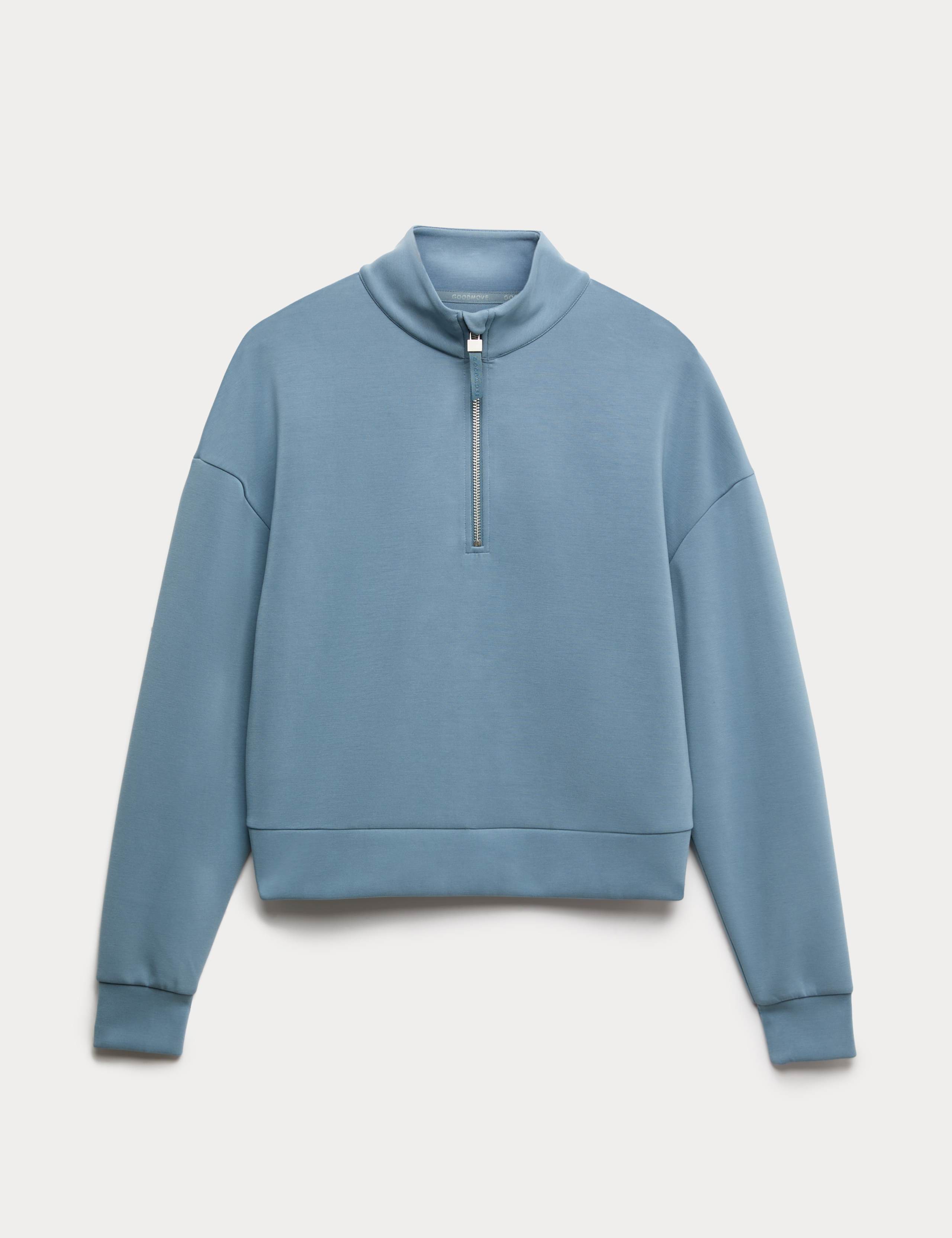 Sandwashed Funnel Neck Half Zip Sweatshirt 2 of 5