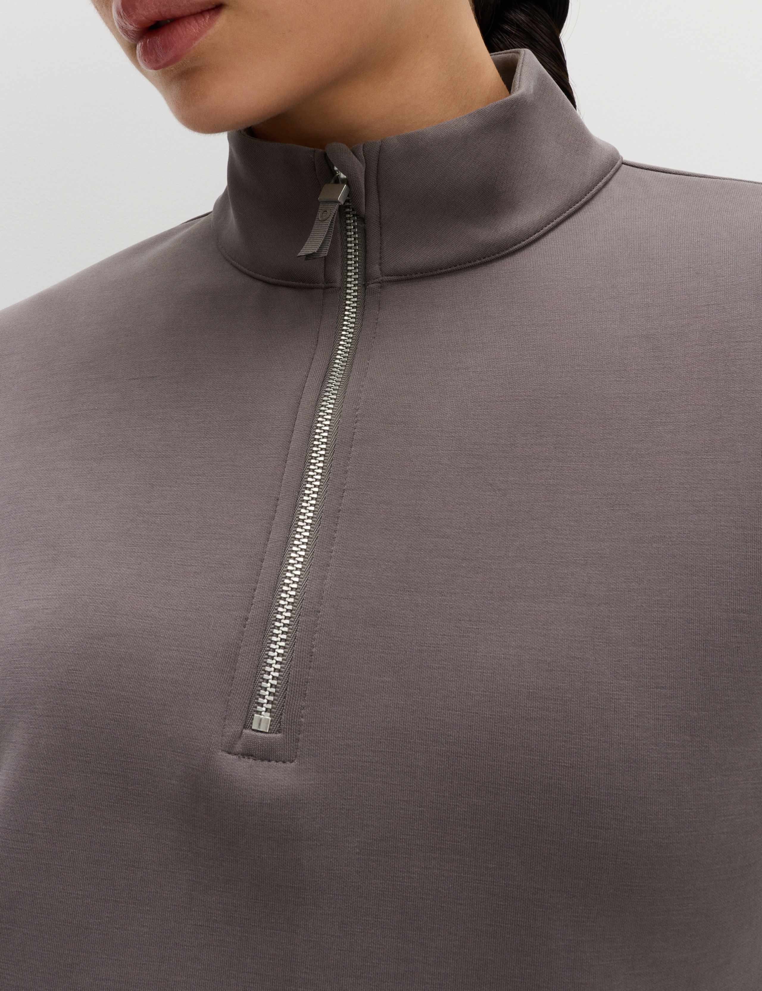 Sandwashed Funnel Neck Half Zip Sweatshirt 3 of 6