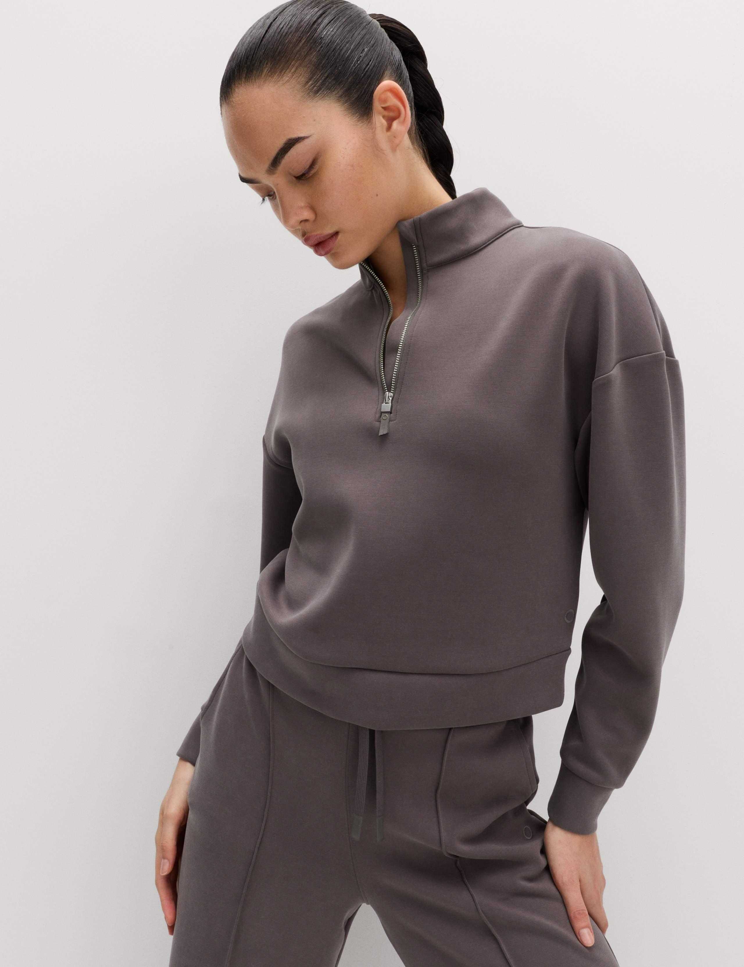 Sandwashed Funnel Neck Half Zip Sweatshirt 5 of 6