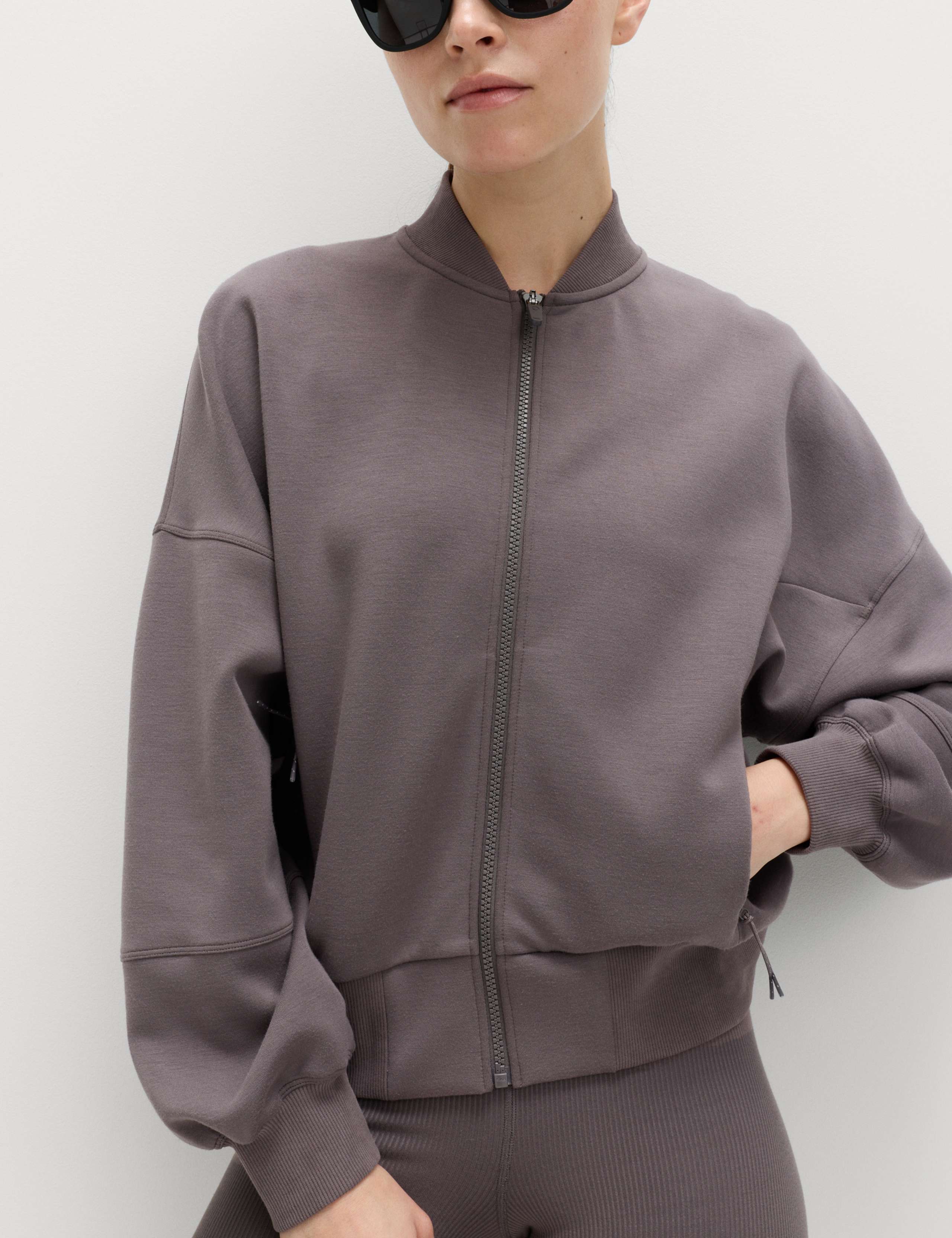 Zip Up Relaxed Bomber Jacket 1 of 7