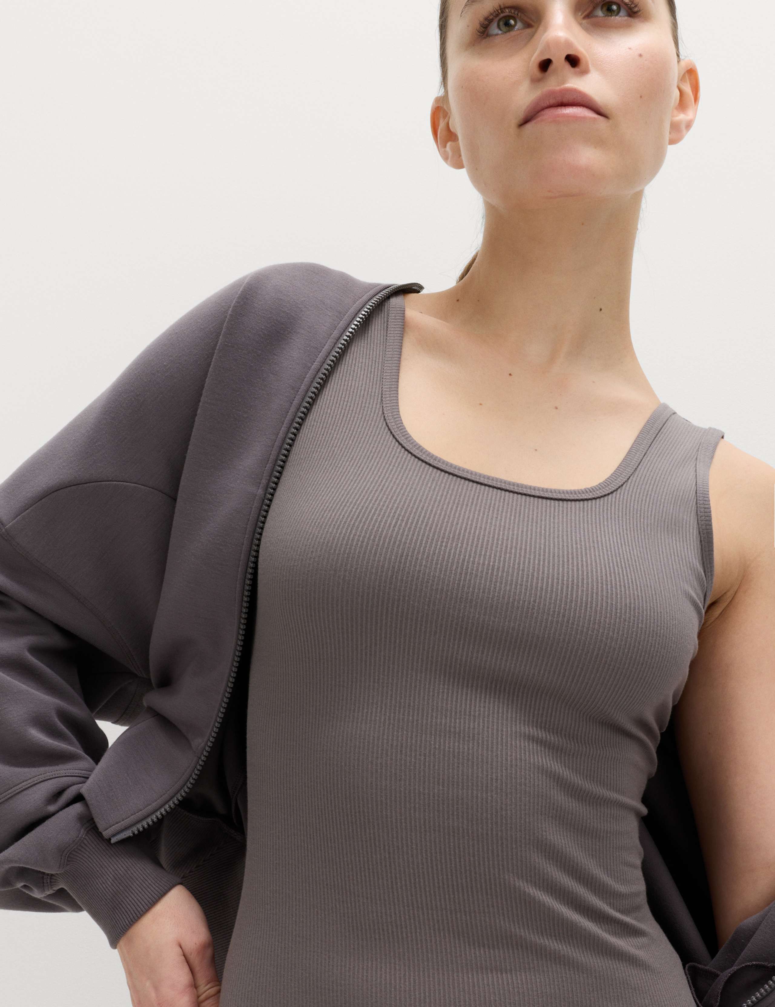 Modal Rich Rib Square Neck Fitted Vest 1 of 5