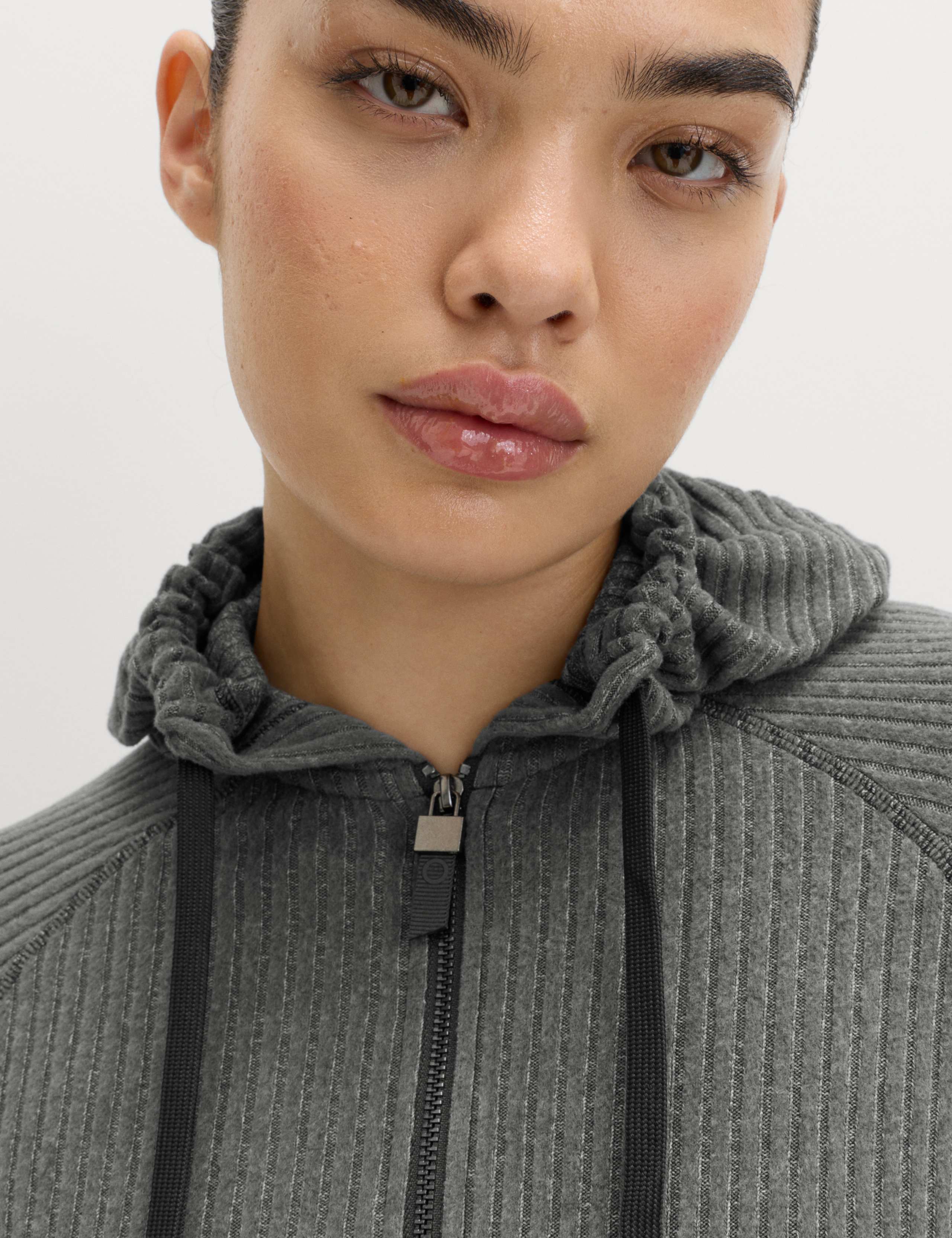 Brushed Rib Zip Up Relaxed Hoodie 3 of 6