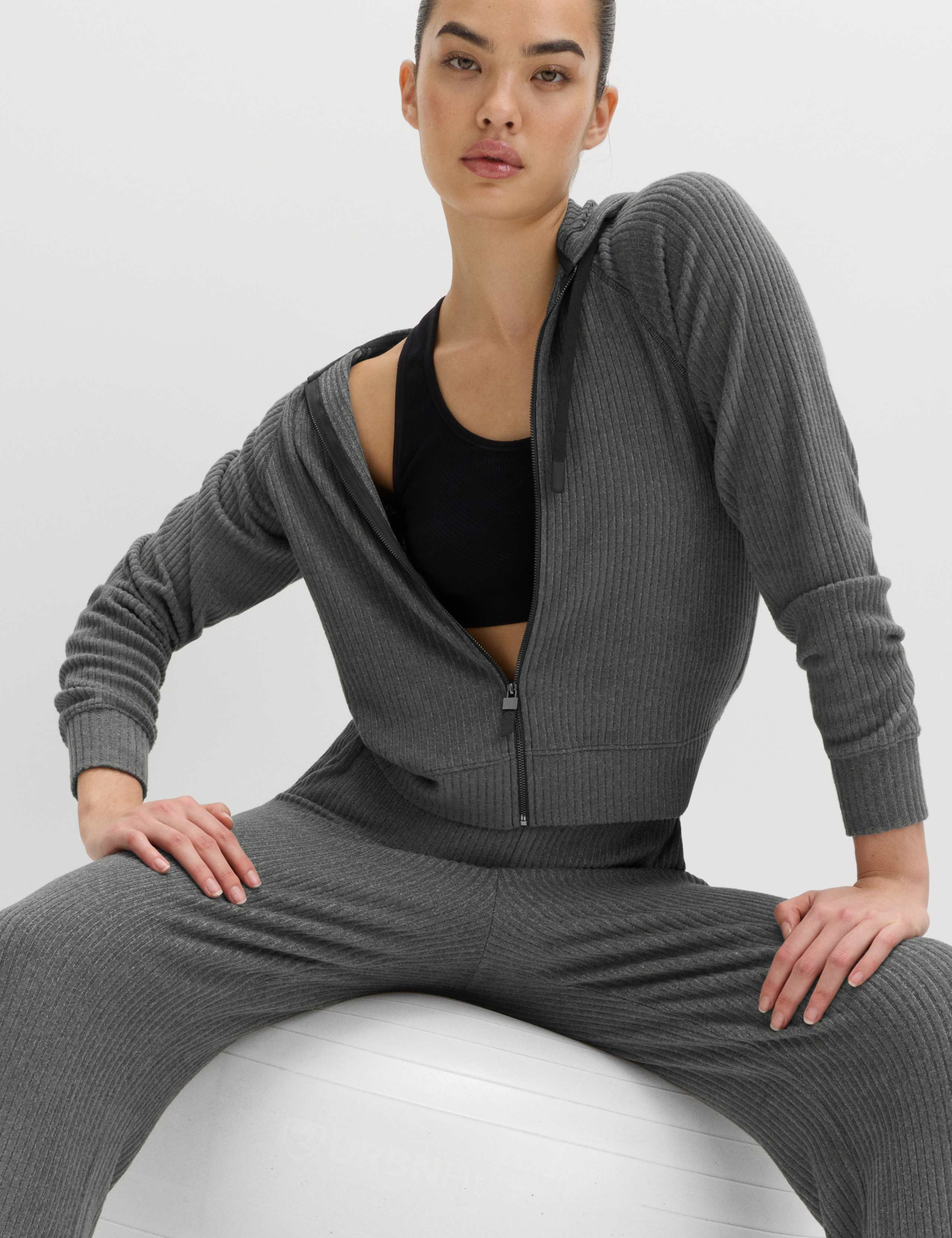 Brushed Rib Zip Up Relaxed Hoodie 6 of 6