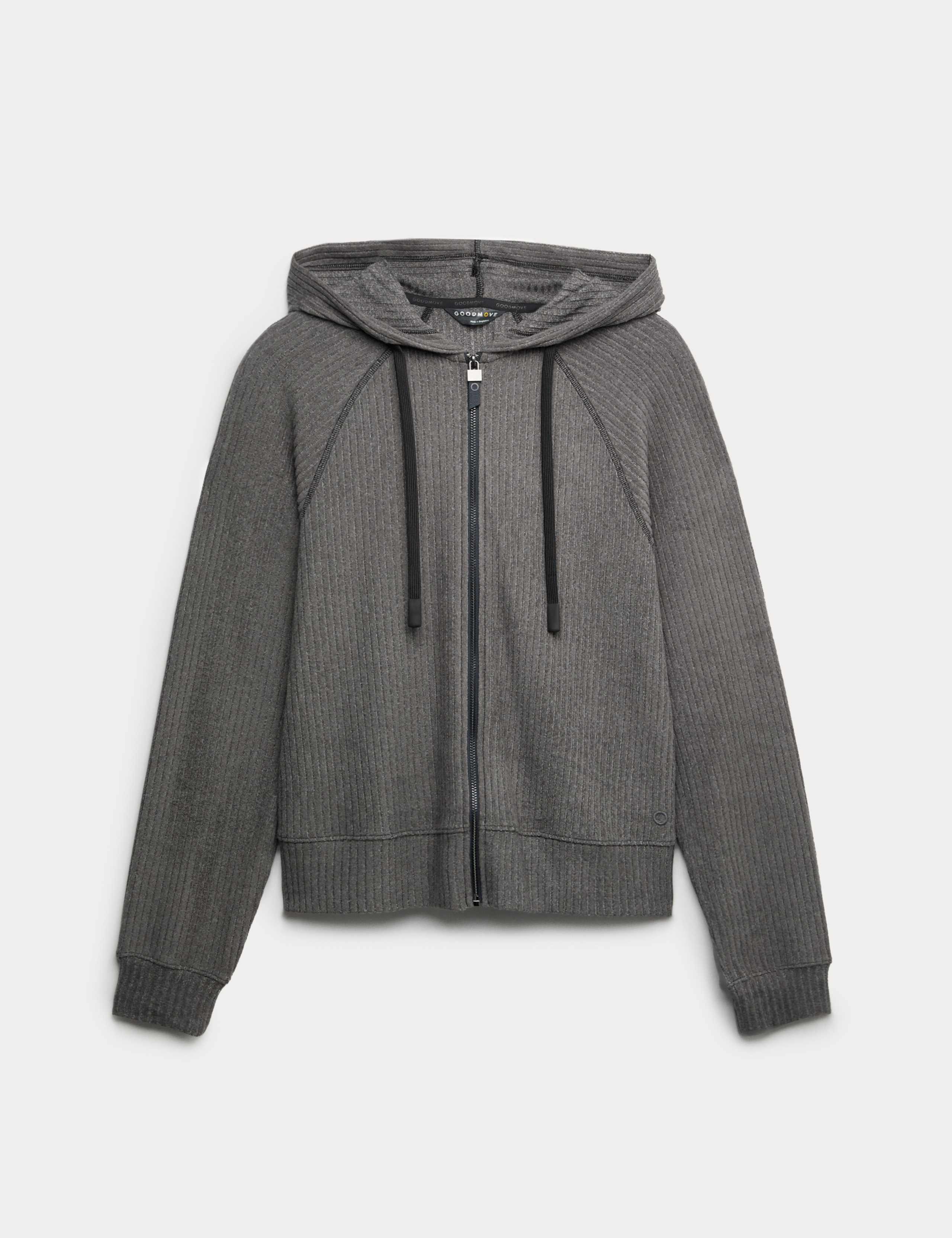 Brushed Rib Zip Up Relaxed Hoodie 2 of 6