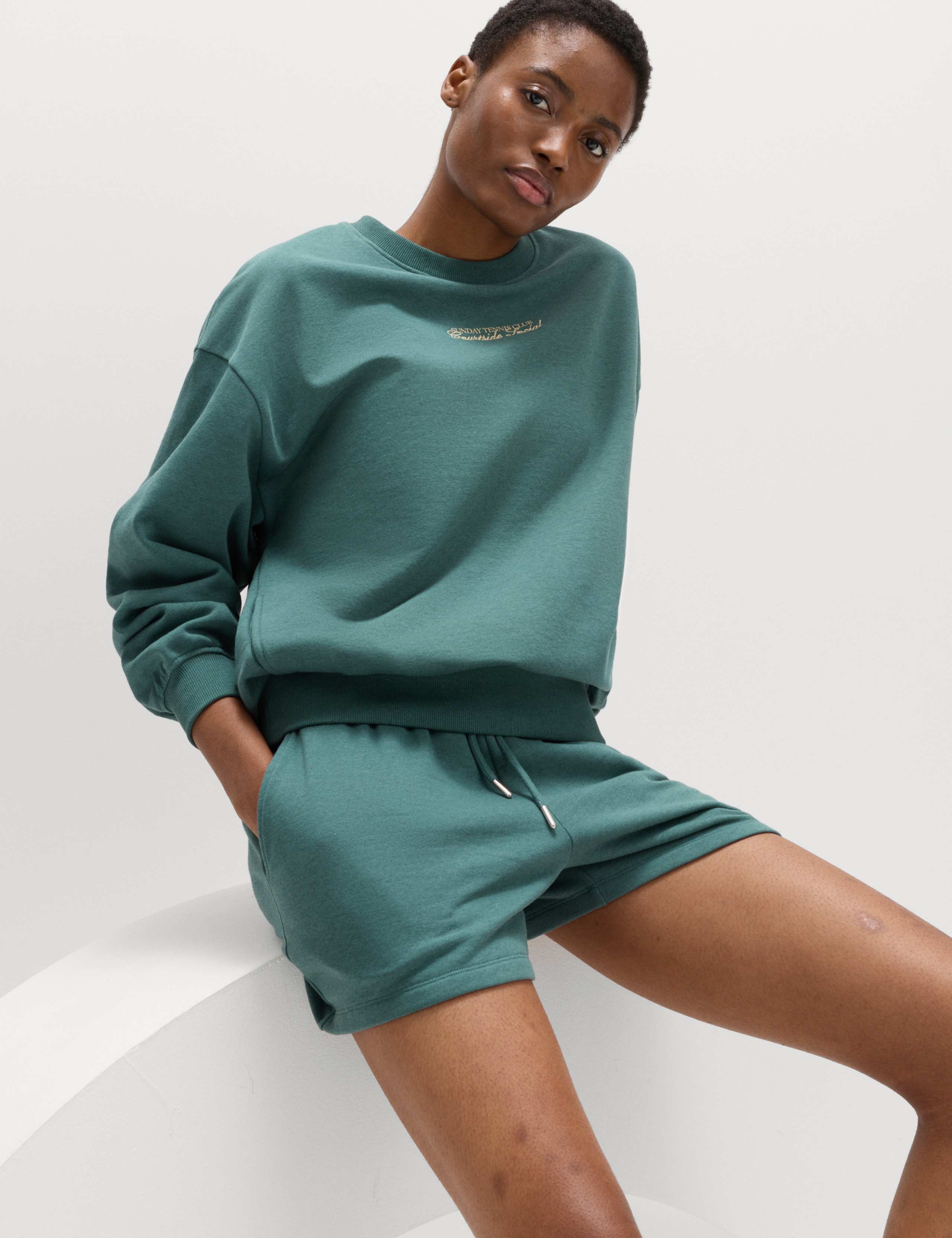 Cotton Rich Embroidered Oversized Sweatshirt 1 of 6