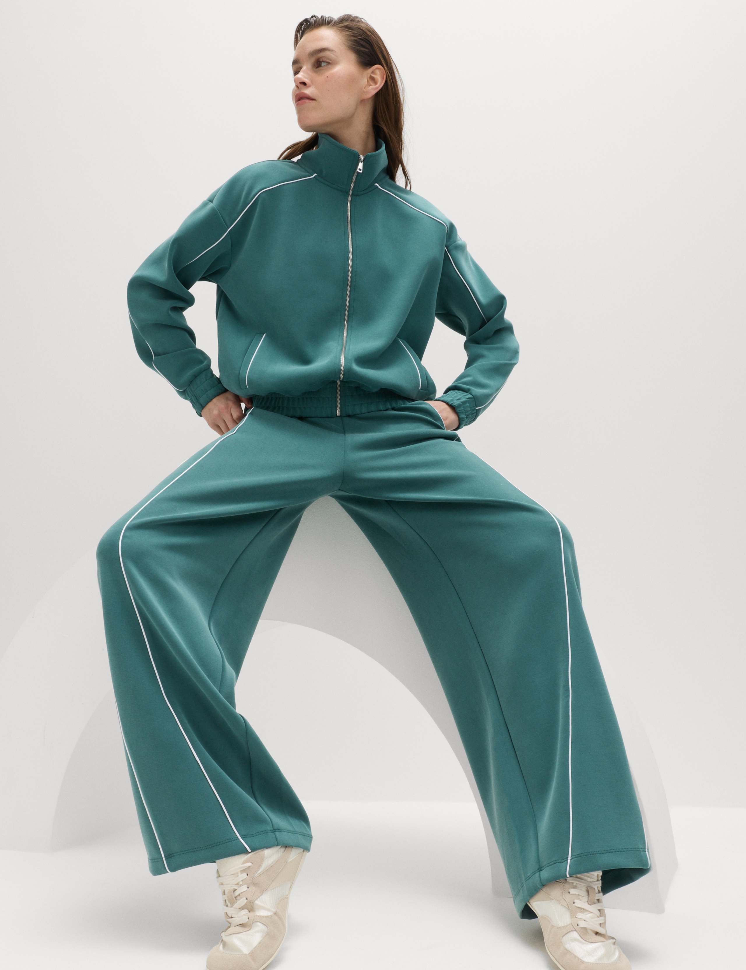 Modal Blend High Waisted Wide Leg Trousers 1 of 6