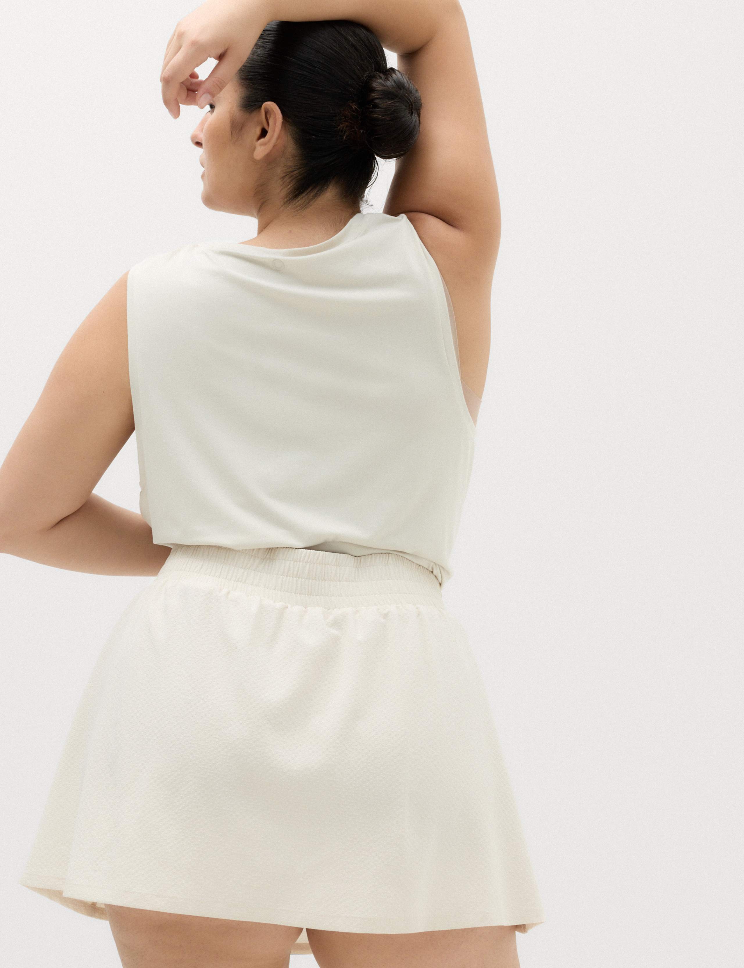 Seersucker Pleated High Waisted Skort 3 of 5