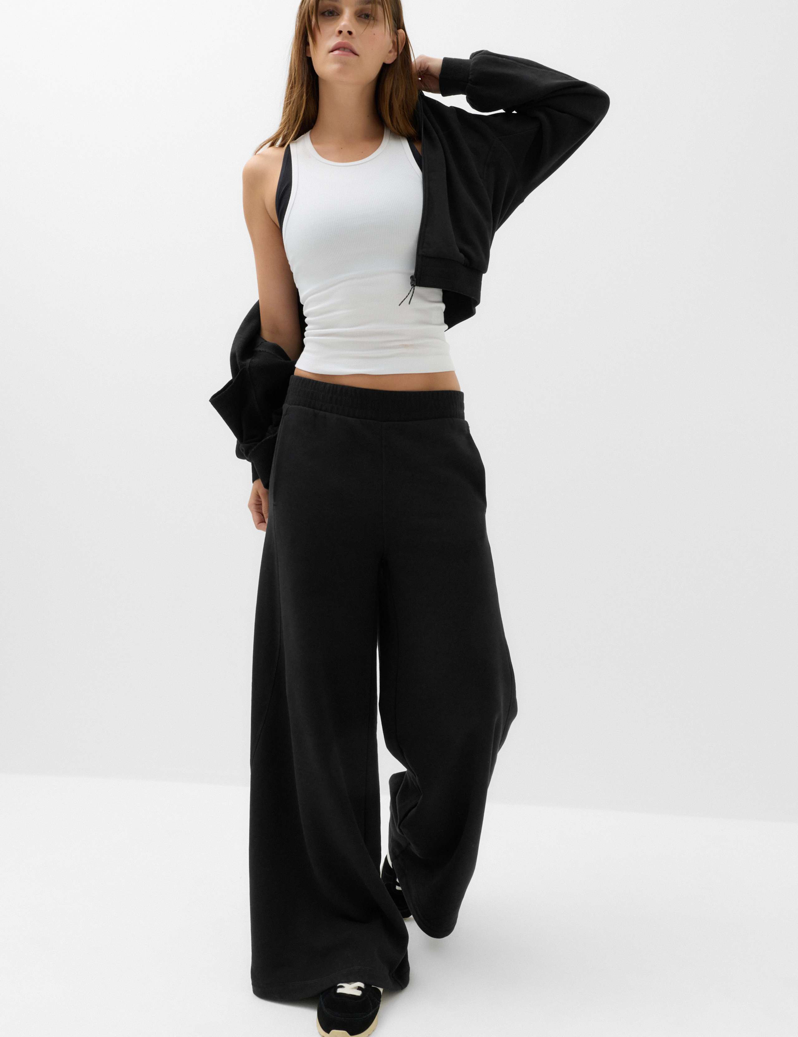 Cotton Rich High Waisted Wide Leg Joggers 1 of 7