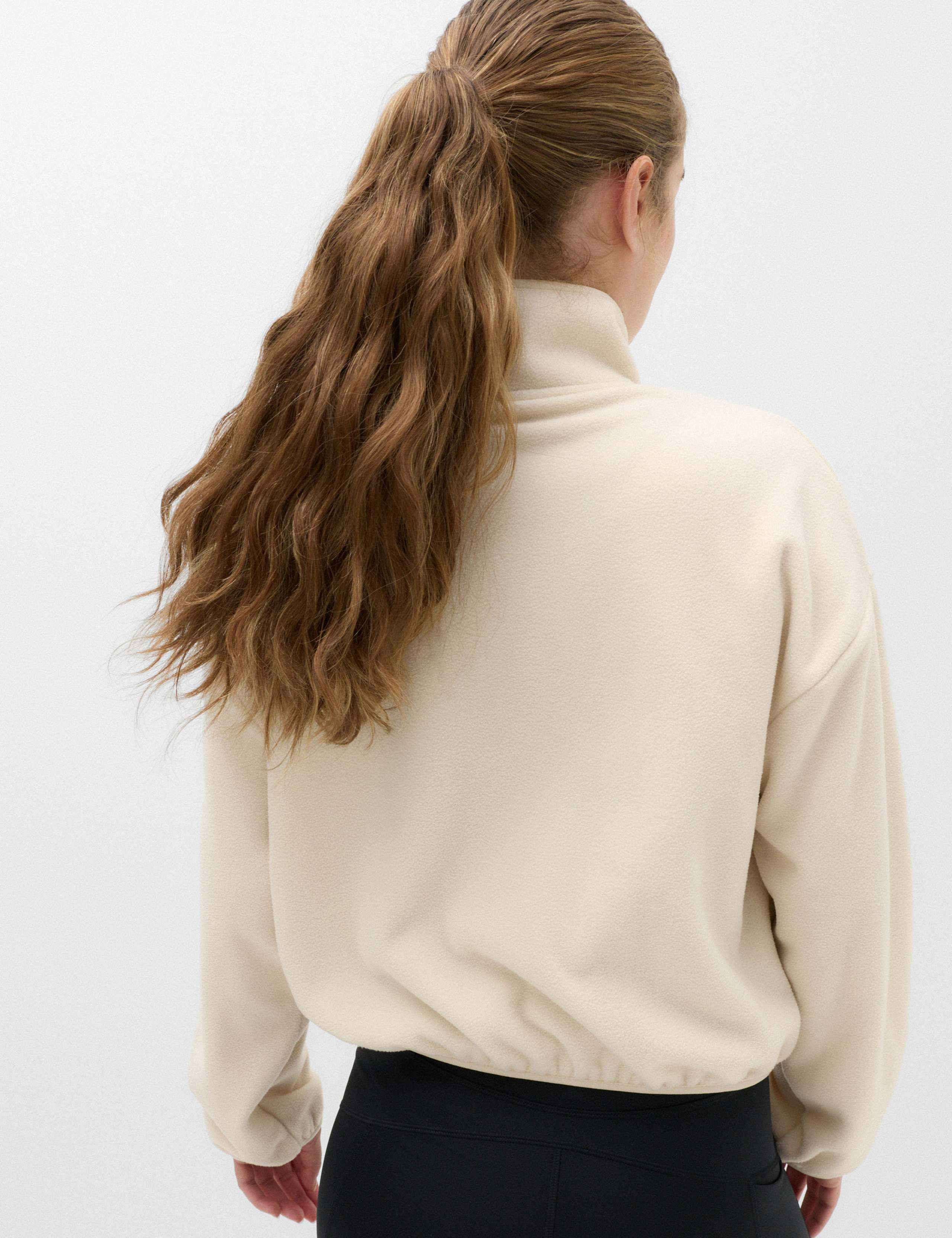 Zip Up Funnel Neck Relaxed Fleece Jacket 4 of 6