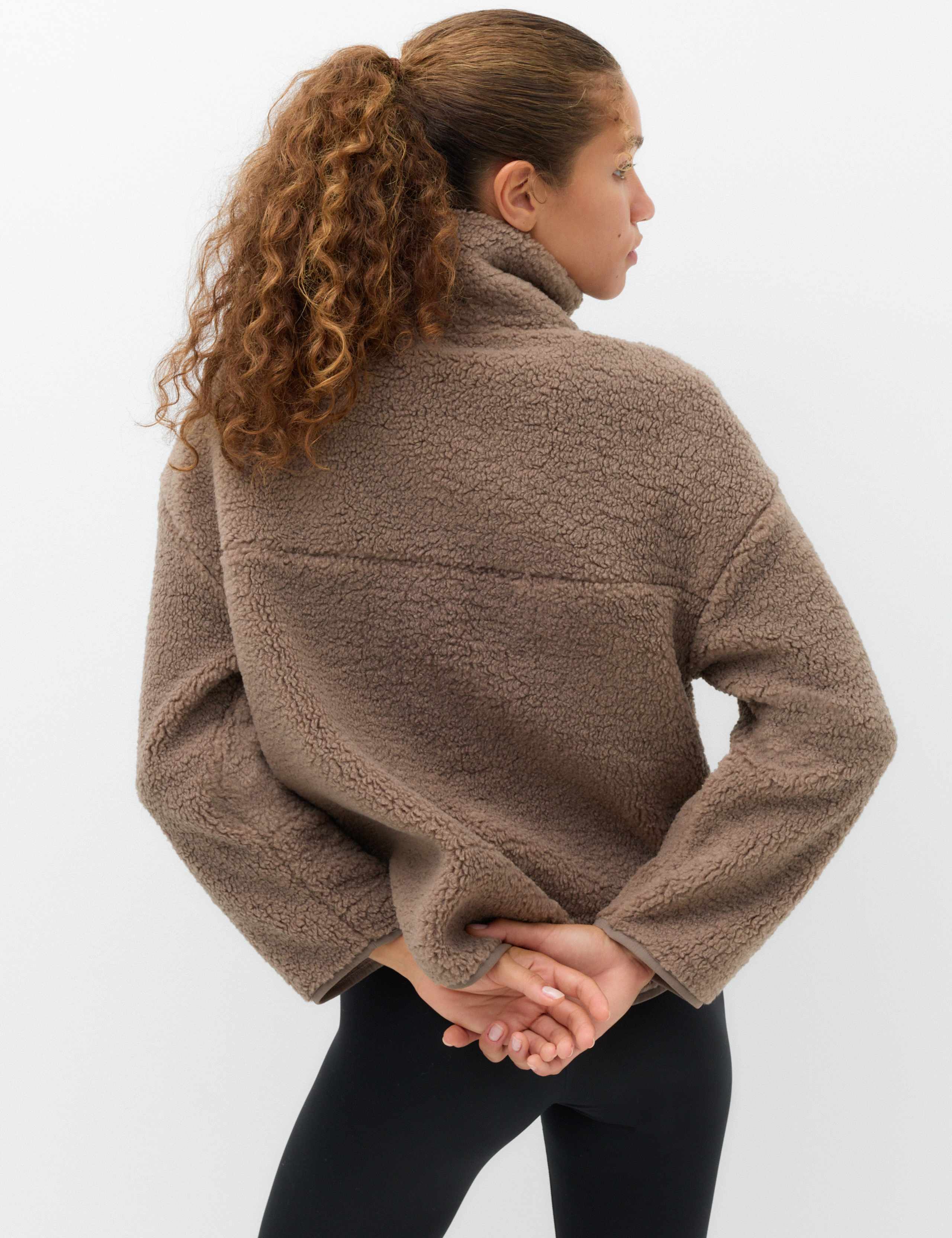 Borg Zip Up Longline Fleece Jacket 4 of 5