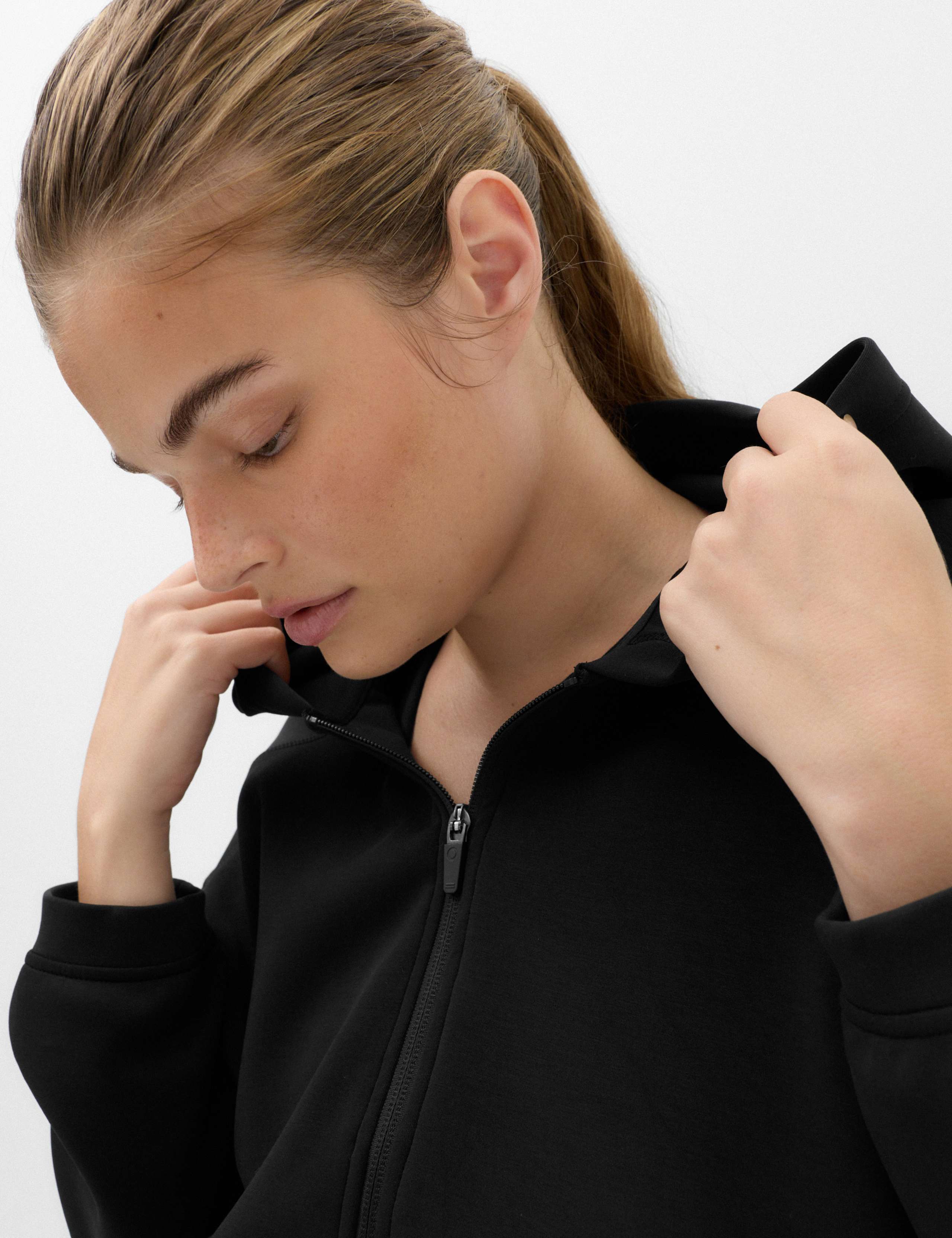 Cropped Bubble Hem Hoodie with Modal 4 of 4