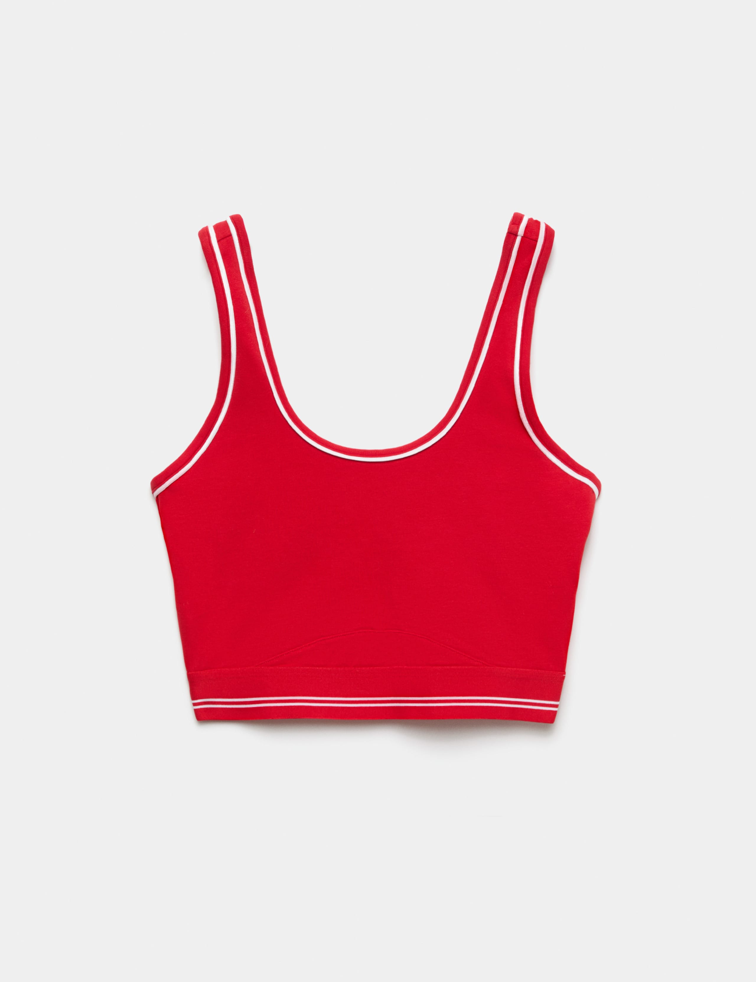 Cotton Rich Piped Scoop Neck Crop Top 2 of 6