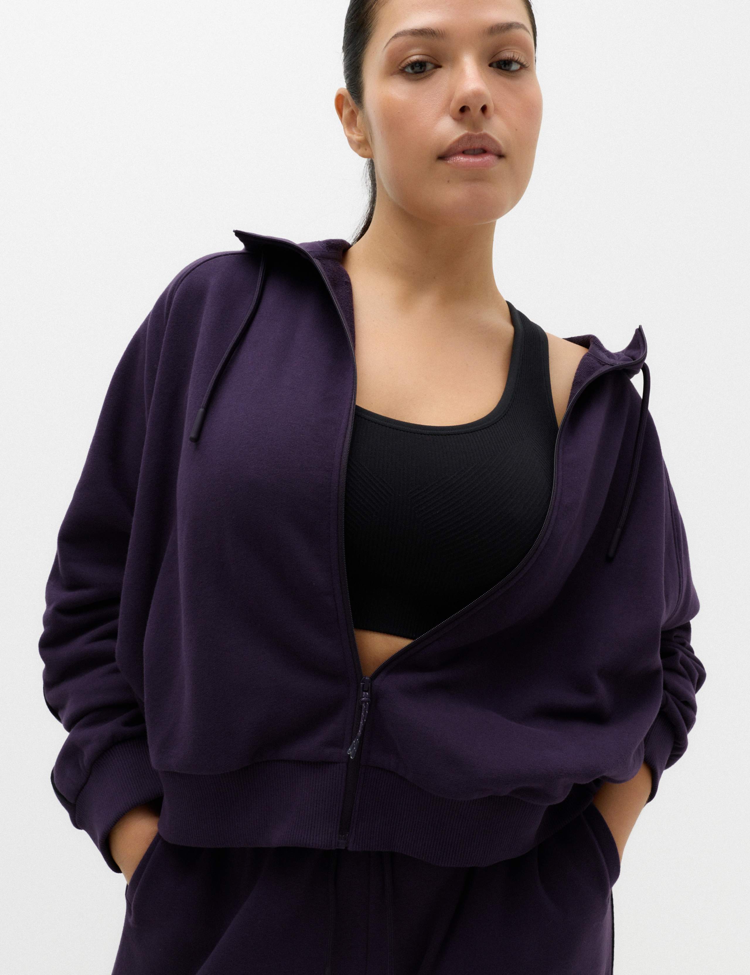 Cotton Rich Side Stripe Zip Up Relaxed Hoodie 1 of 8