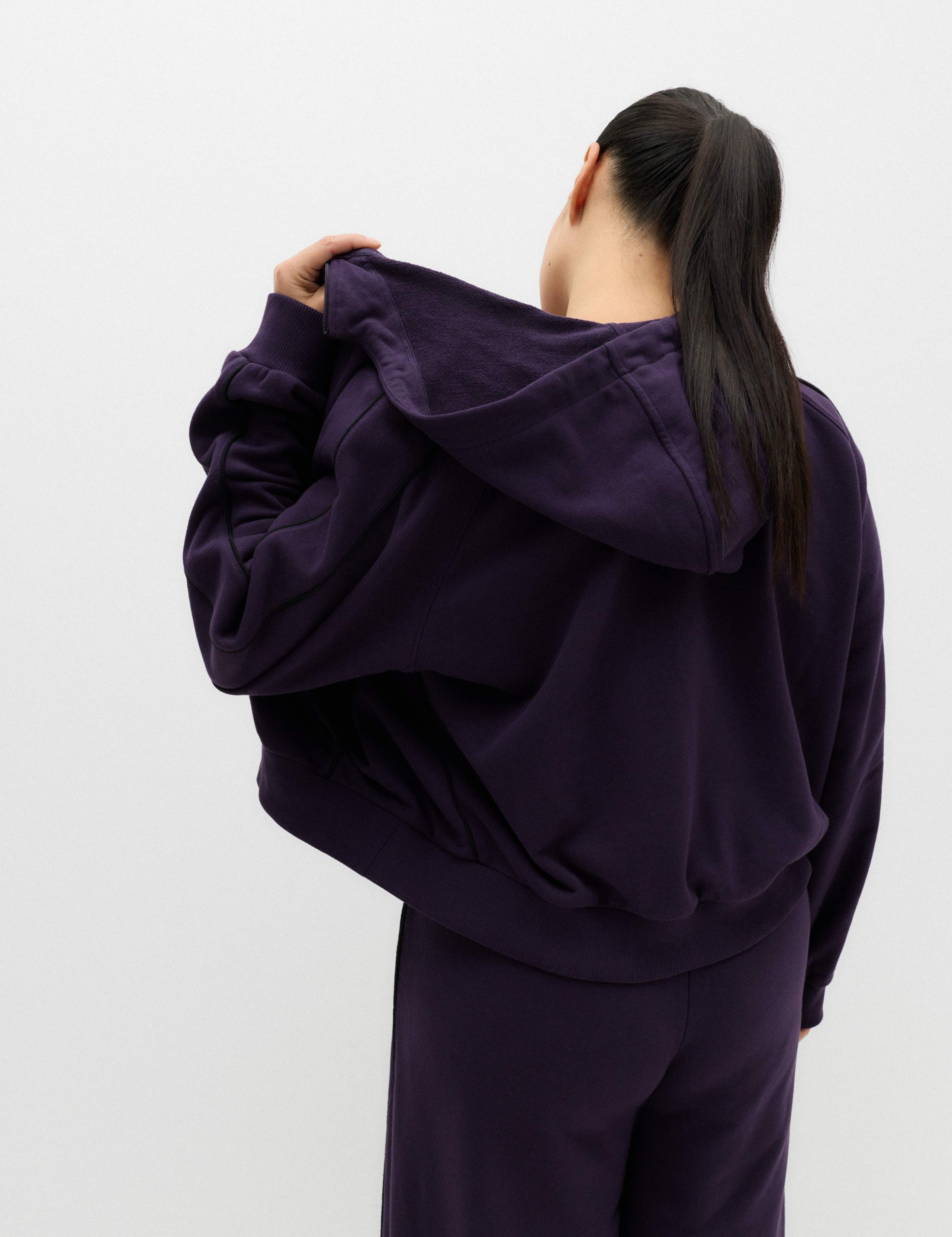 Cotton Rich Side Stripe Zip Up Relaxed Hoodie 4 of 8