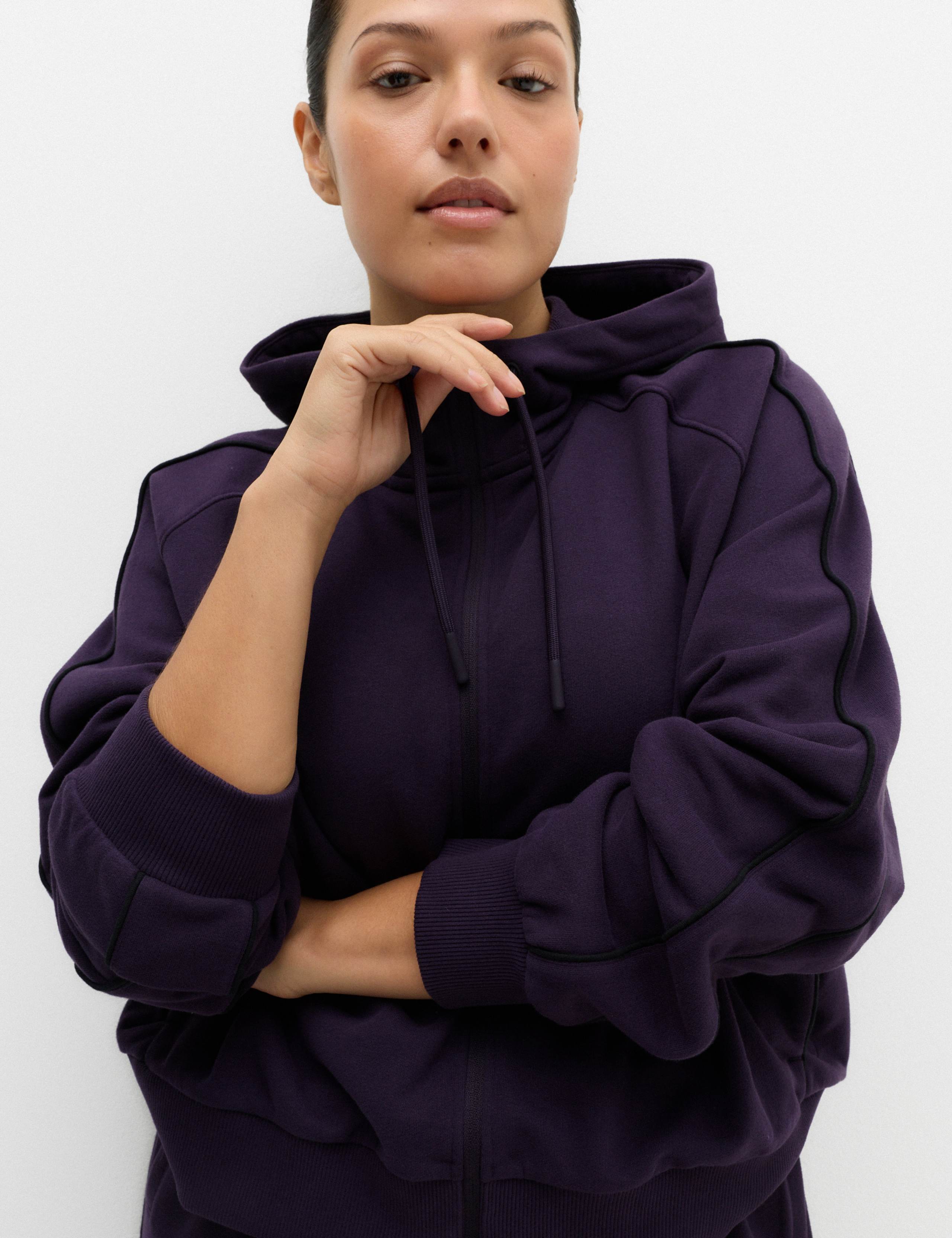Cotton Rich Side Stripe Zip Up Relaxed Hoodie 7 of 8