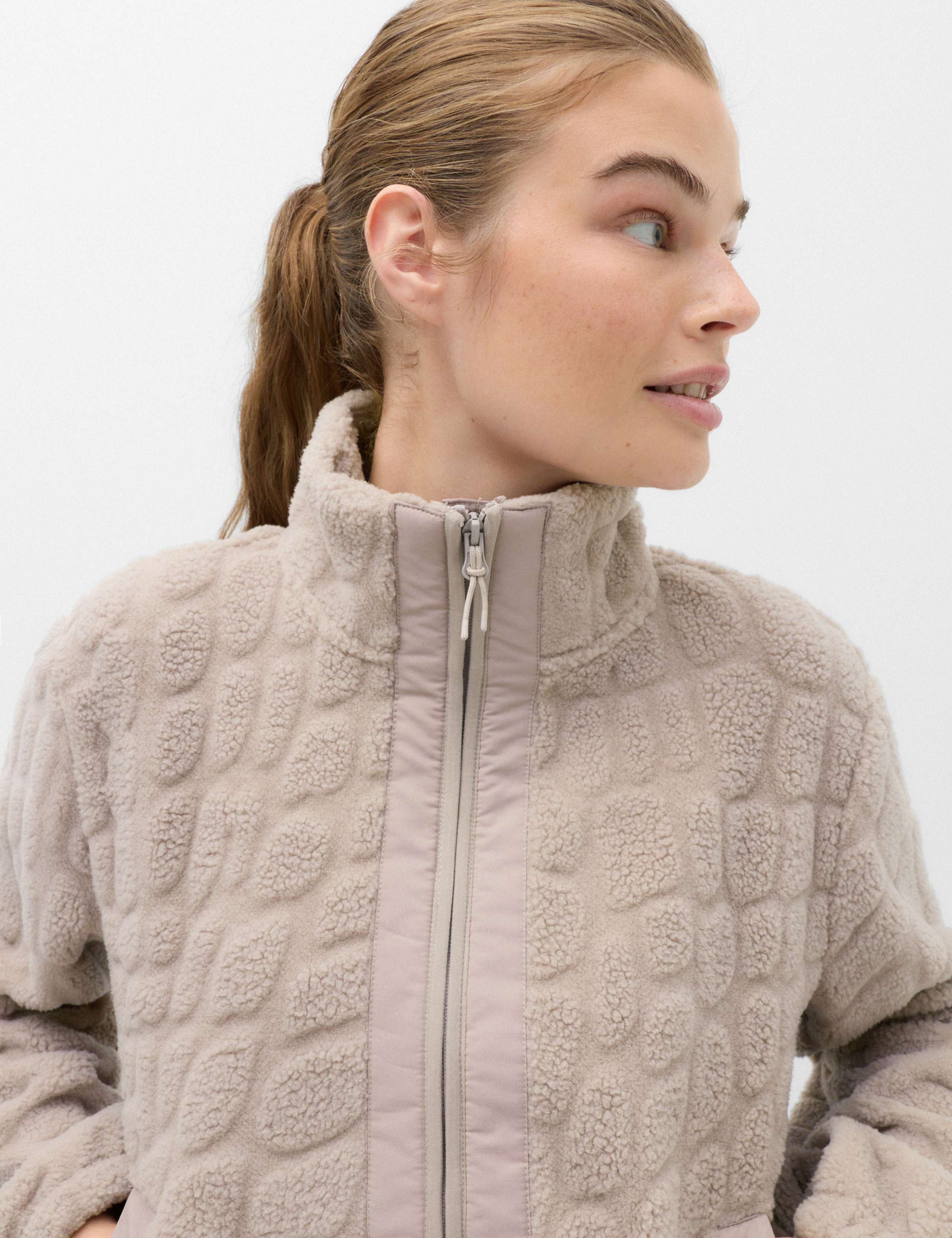 Borg Textured Funnel Neck Fleece Jacket 3 of 7