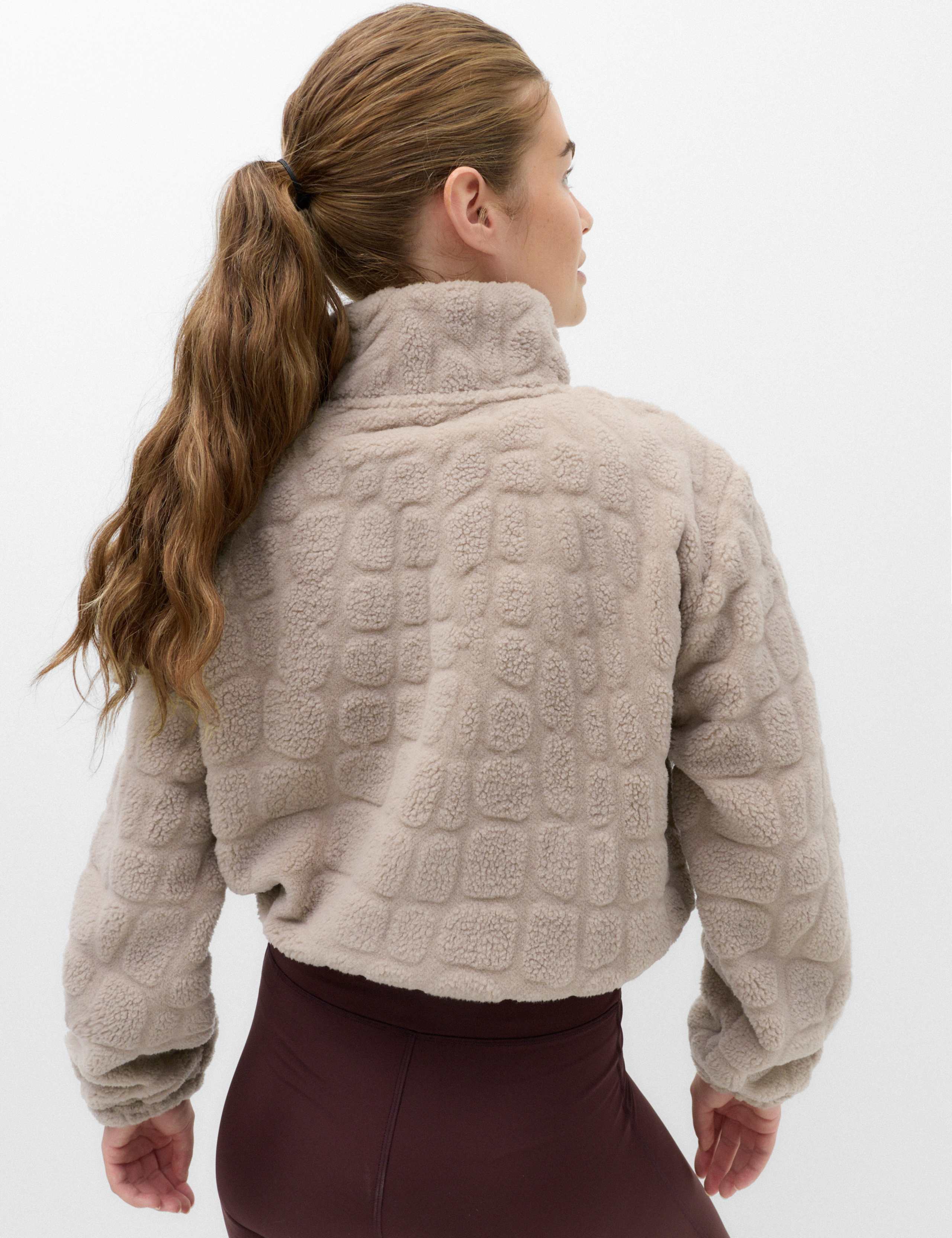 Borg Textured Funnel Neck Fleece Jacket 4 of 7