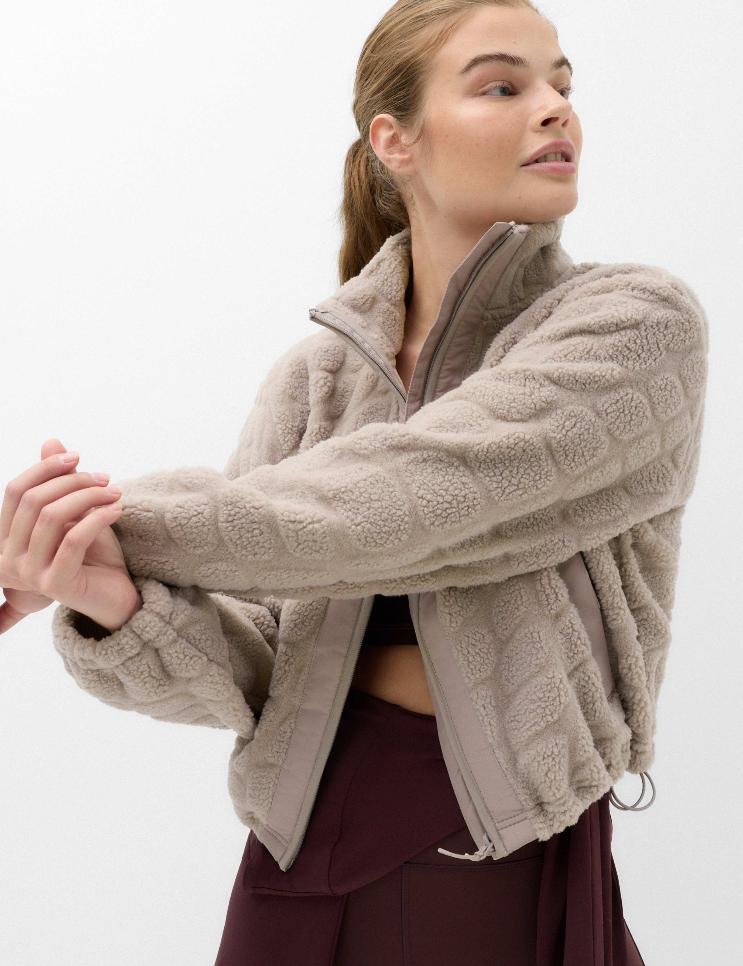 Borg Textured Funnel Neck Fleece Jacket 6 of 7