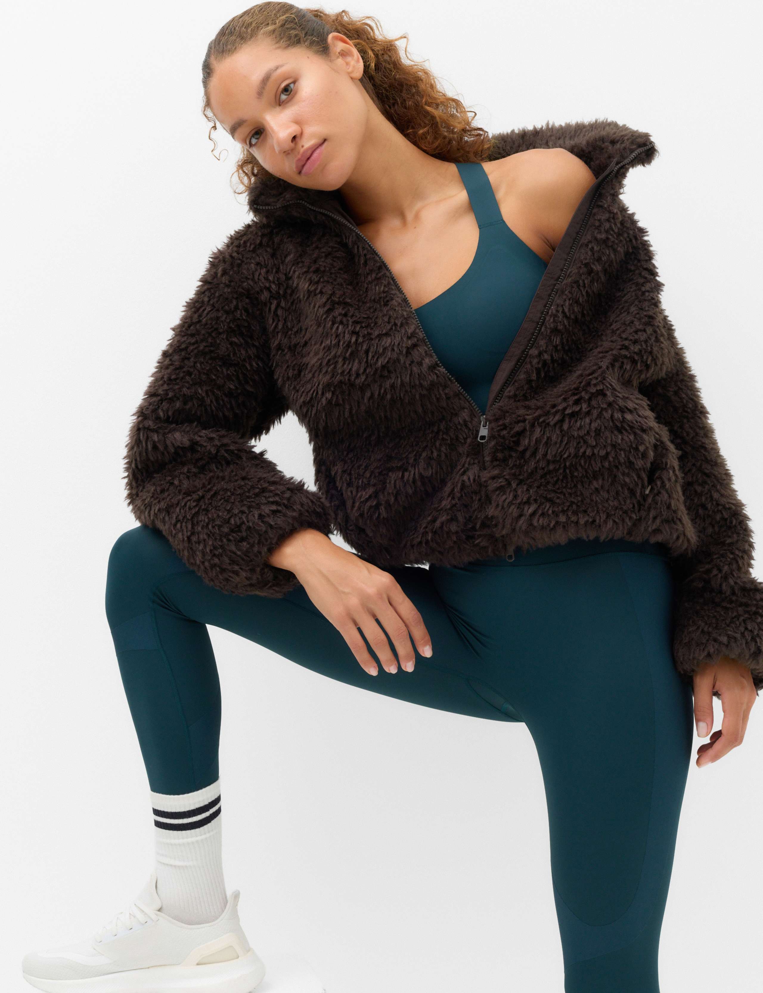 Borg Half Zip Textured Funnel Neck Fleece Jacket 6 of 6