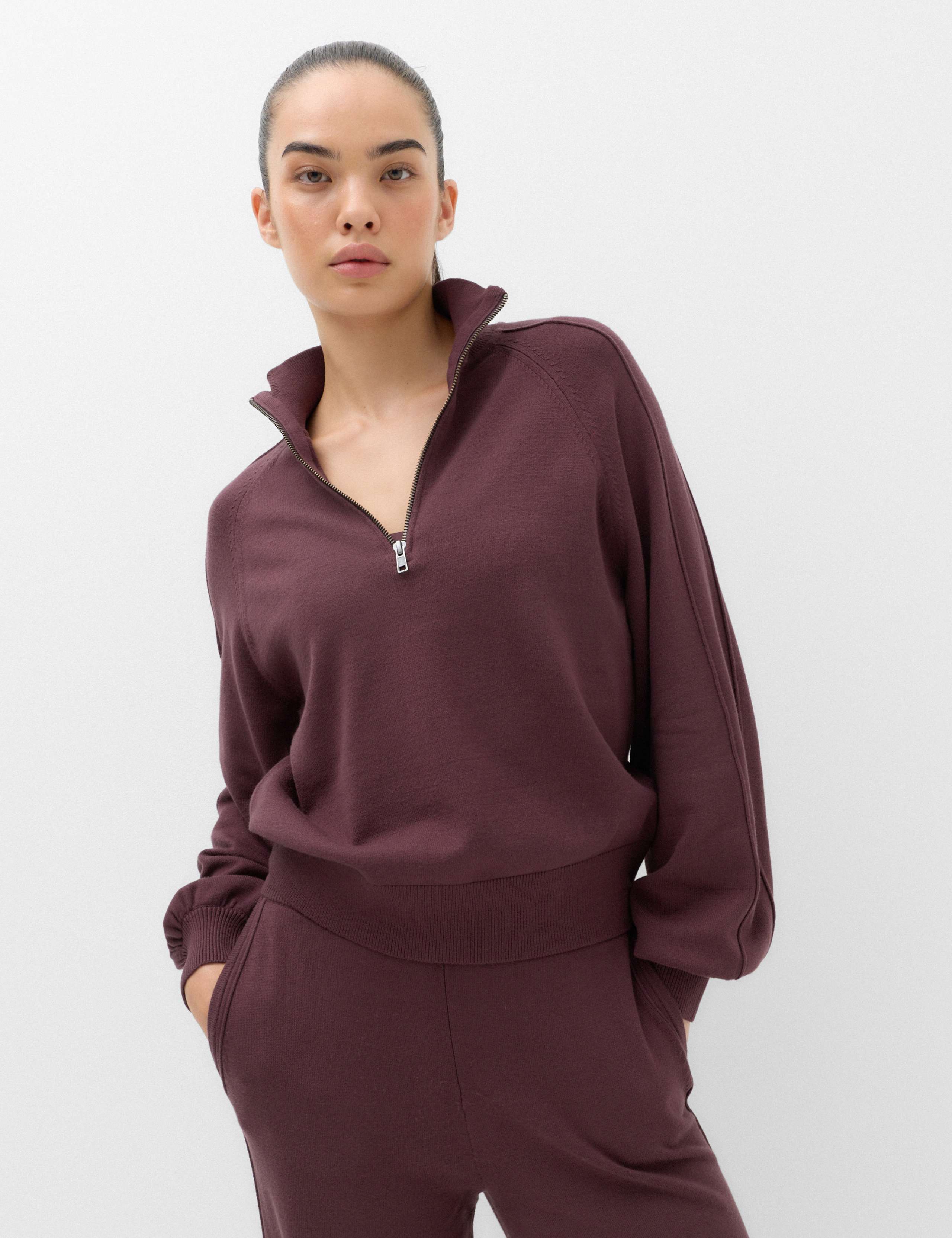 Knitted Half Zip Balloon Sleeve Jumper 1 of 6