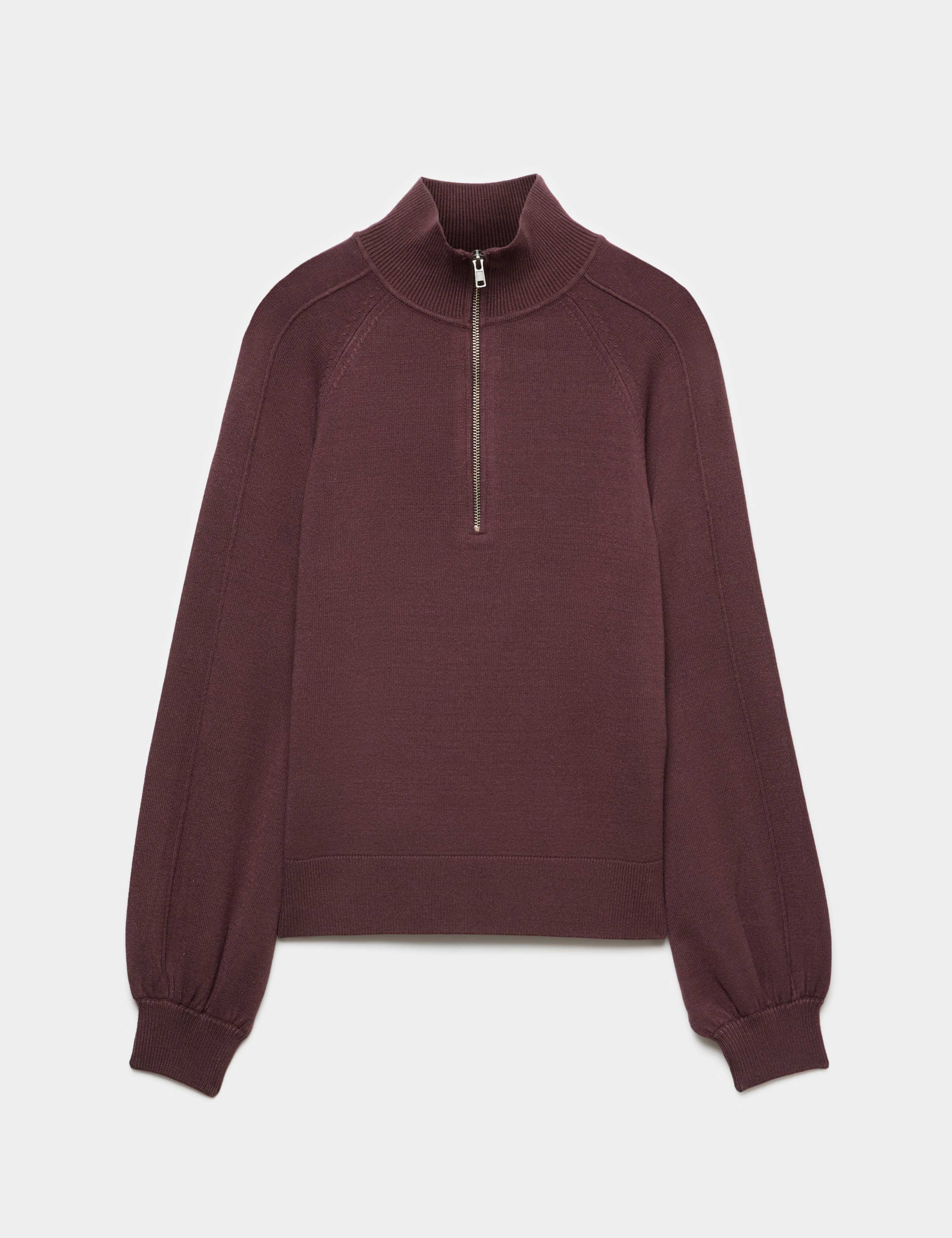 Knitted Half Zip Balloon Sleeve Jumper 2 of 6