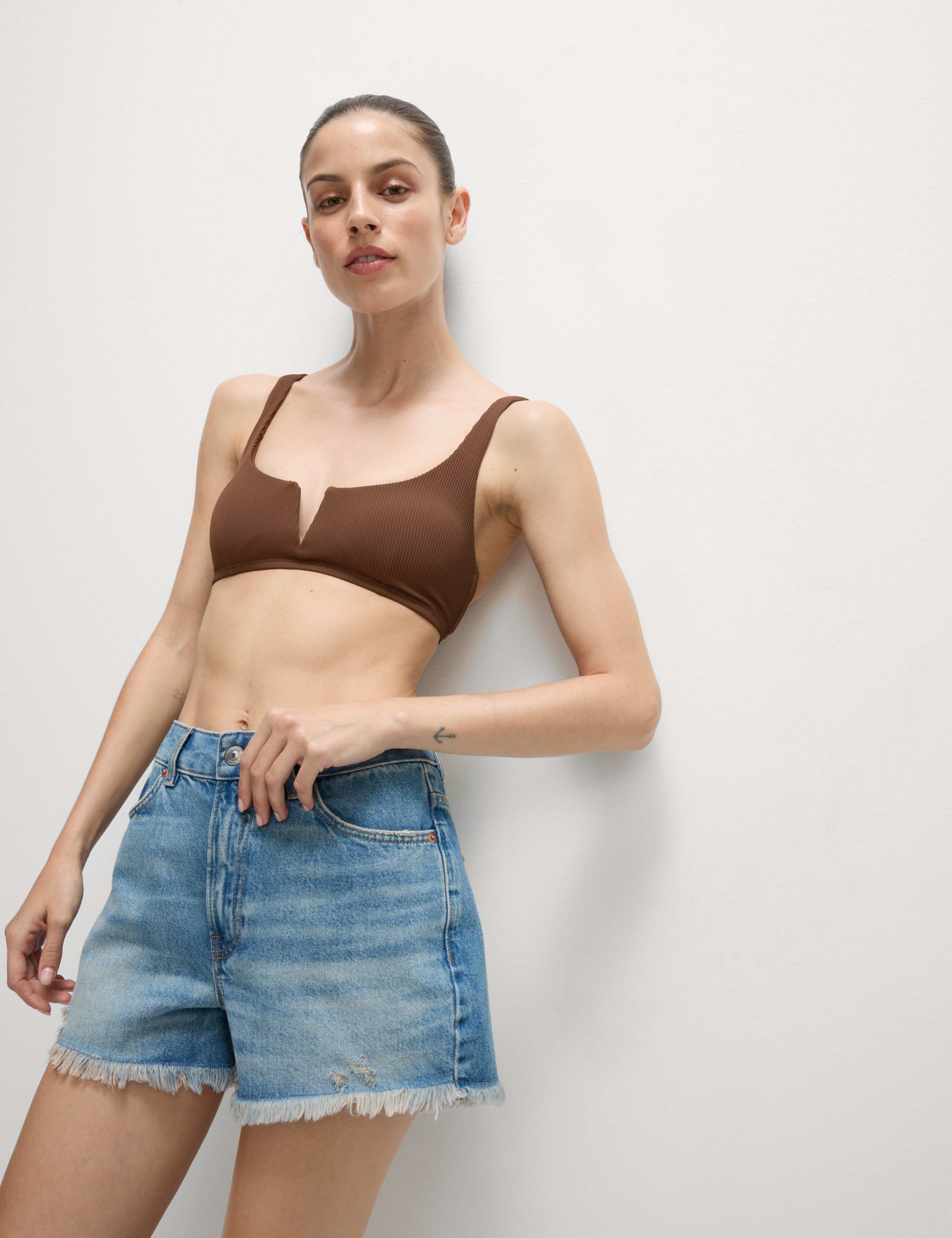 Ribbed V-Front Bikini Top 4 of 7