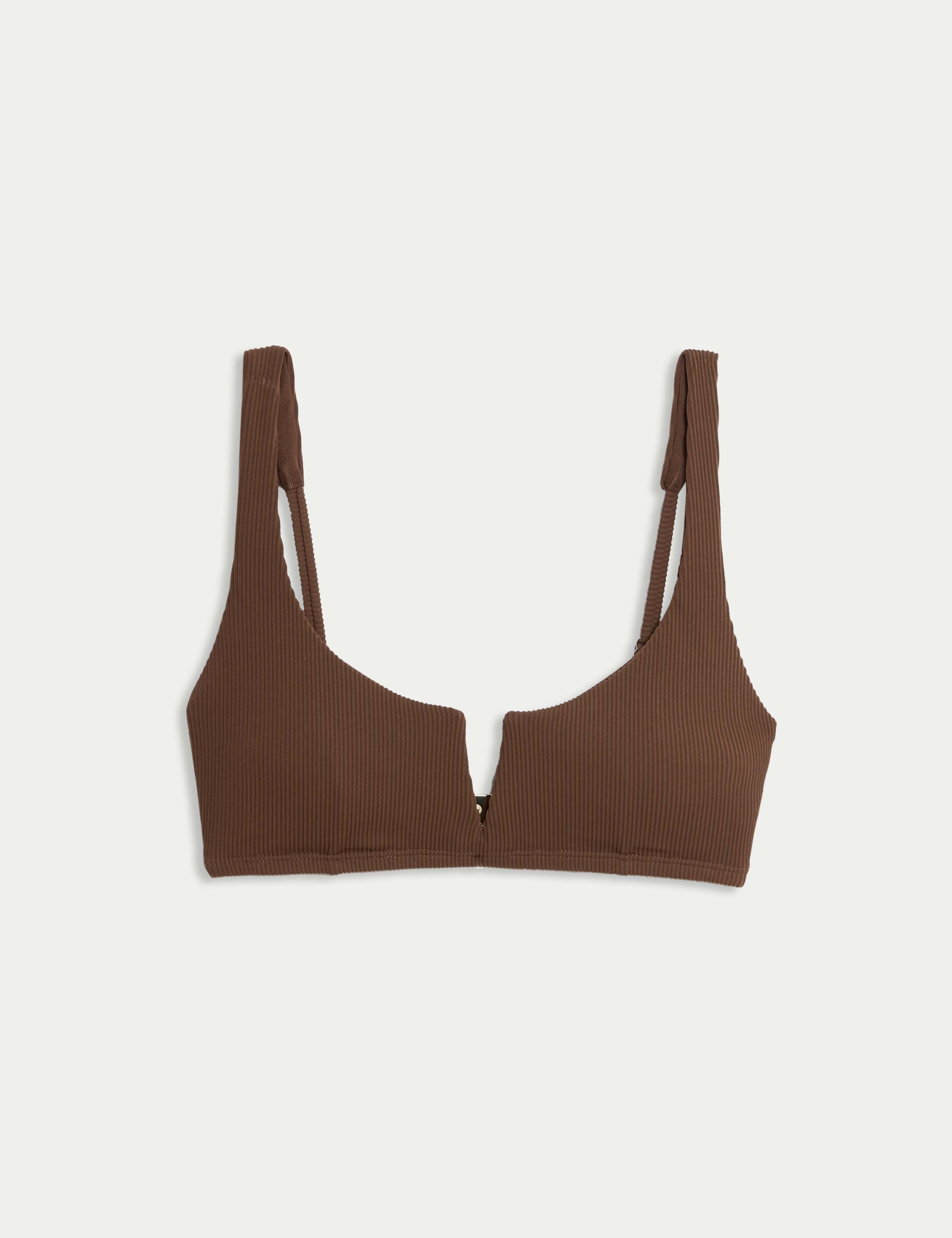 Ribbed V-Front Bikini Top 2 of 7
