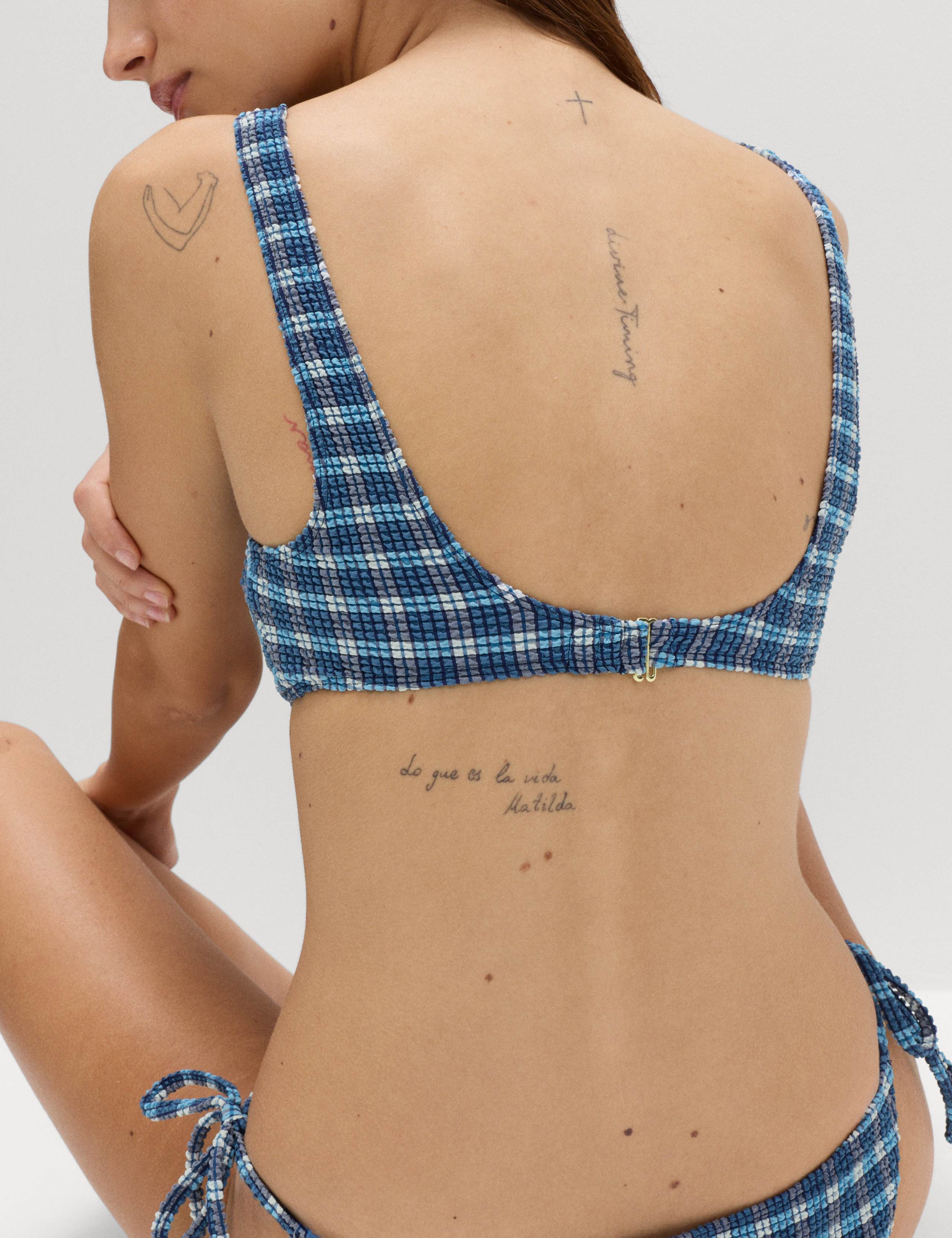 Textured Checked Padded Scoop Neck Bikini Top 5 of 6