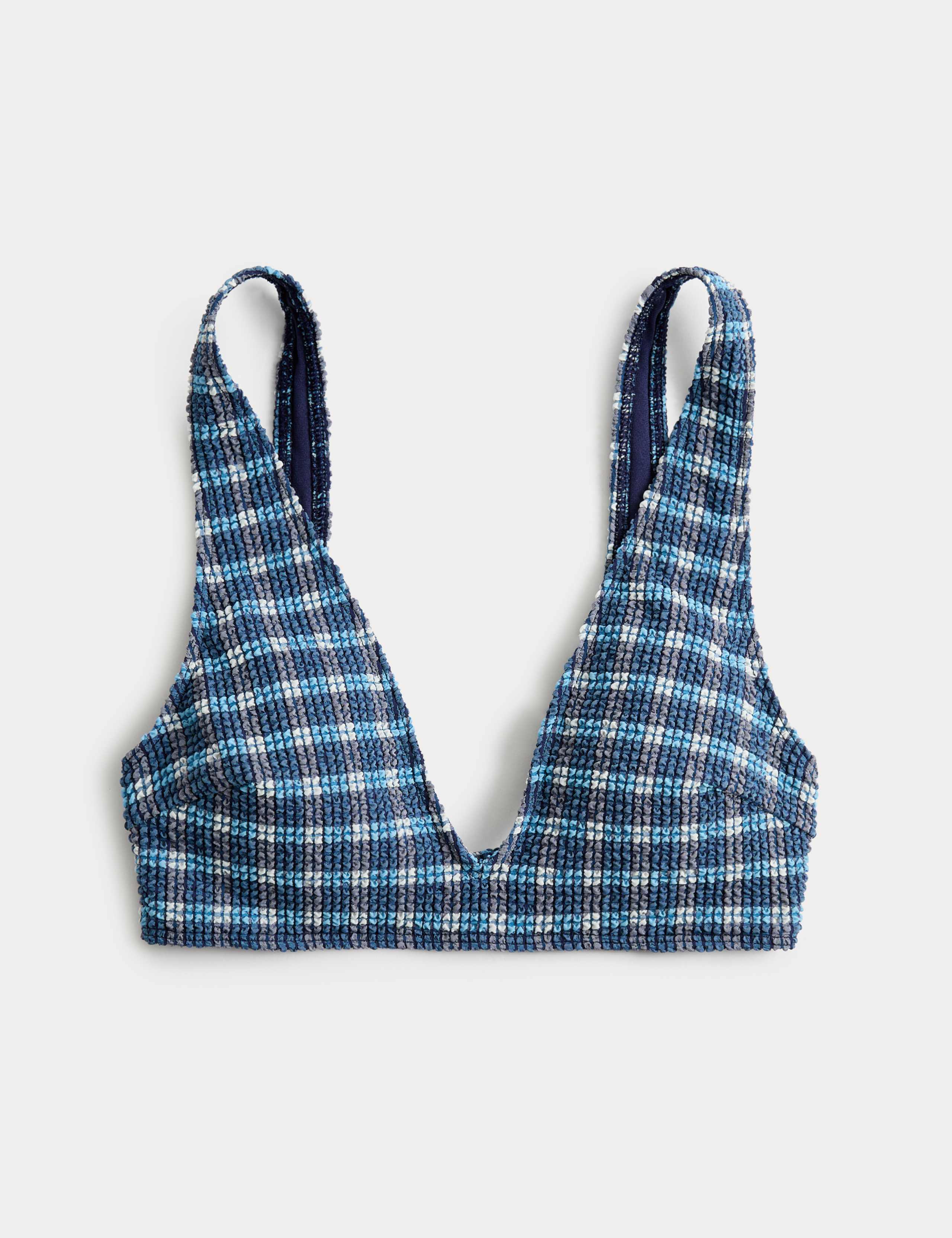 Textured Checked Padded Scoop Neck Bikini Top 2 of 6