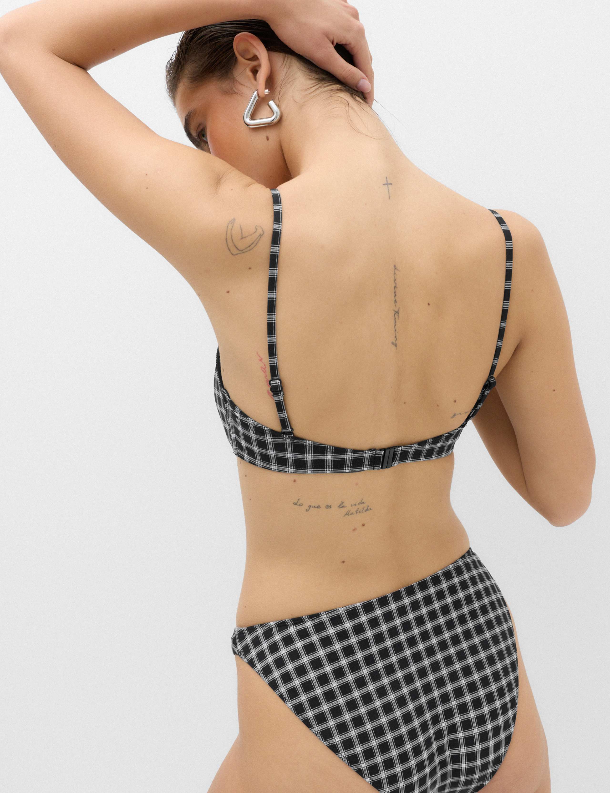 Checked Tie Front Bandeau Bikini Top 4 of 5