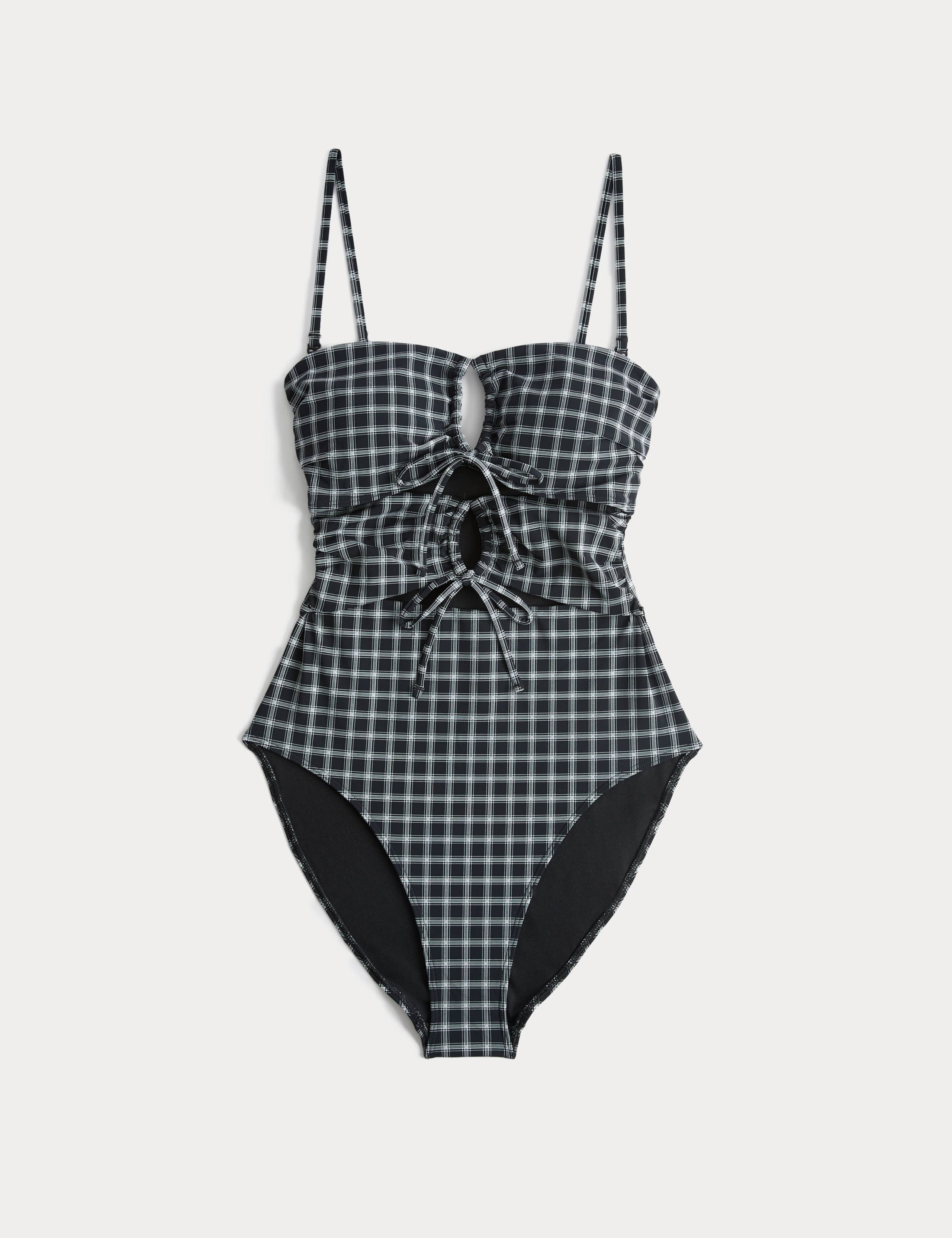 Checked Cut Out Bandeau Swimsuit 2 of 6
