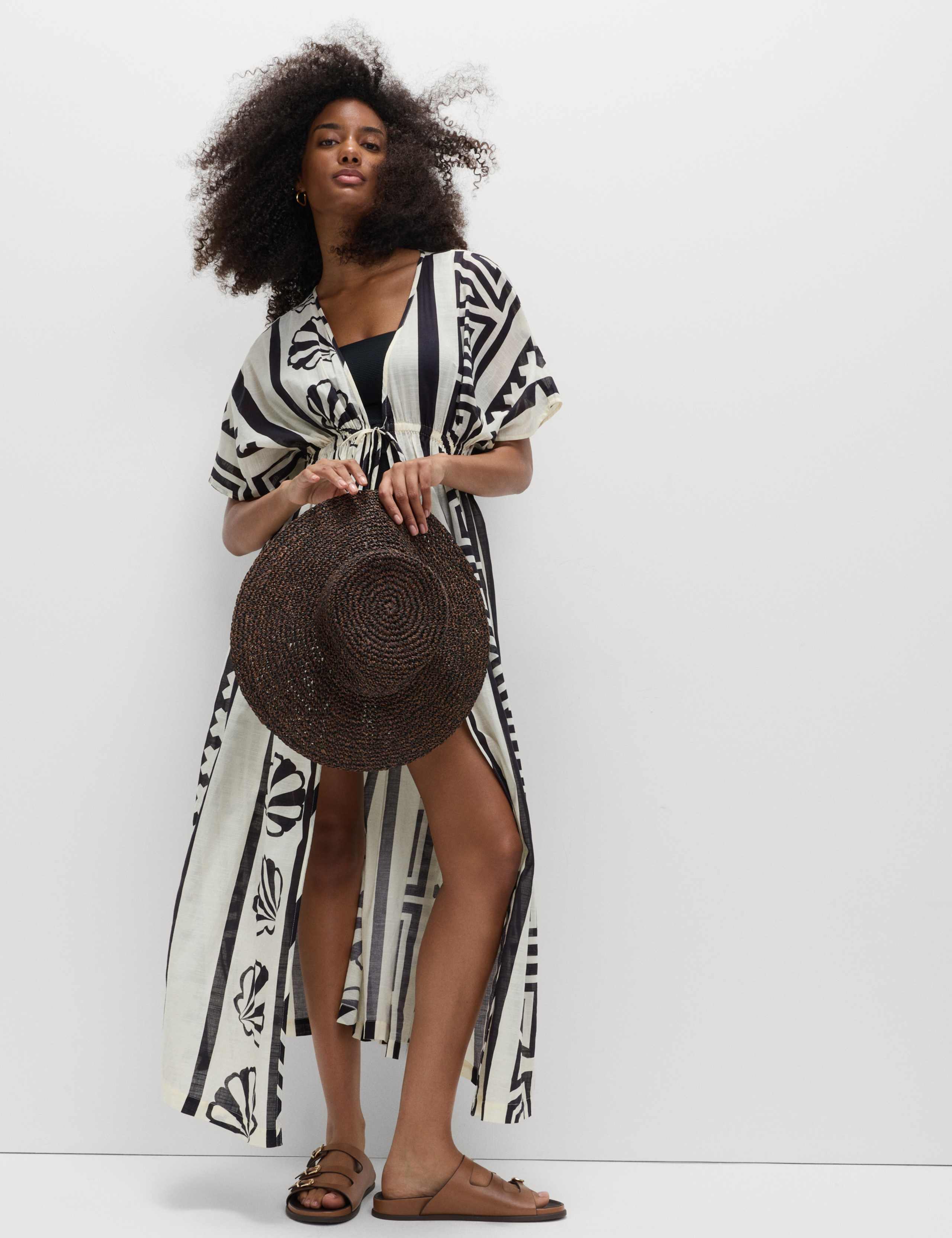 Pure Cotton Shell Print Maxi Kaftan 1 of 6