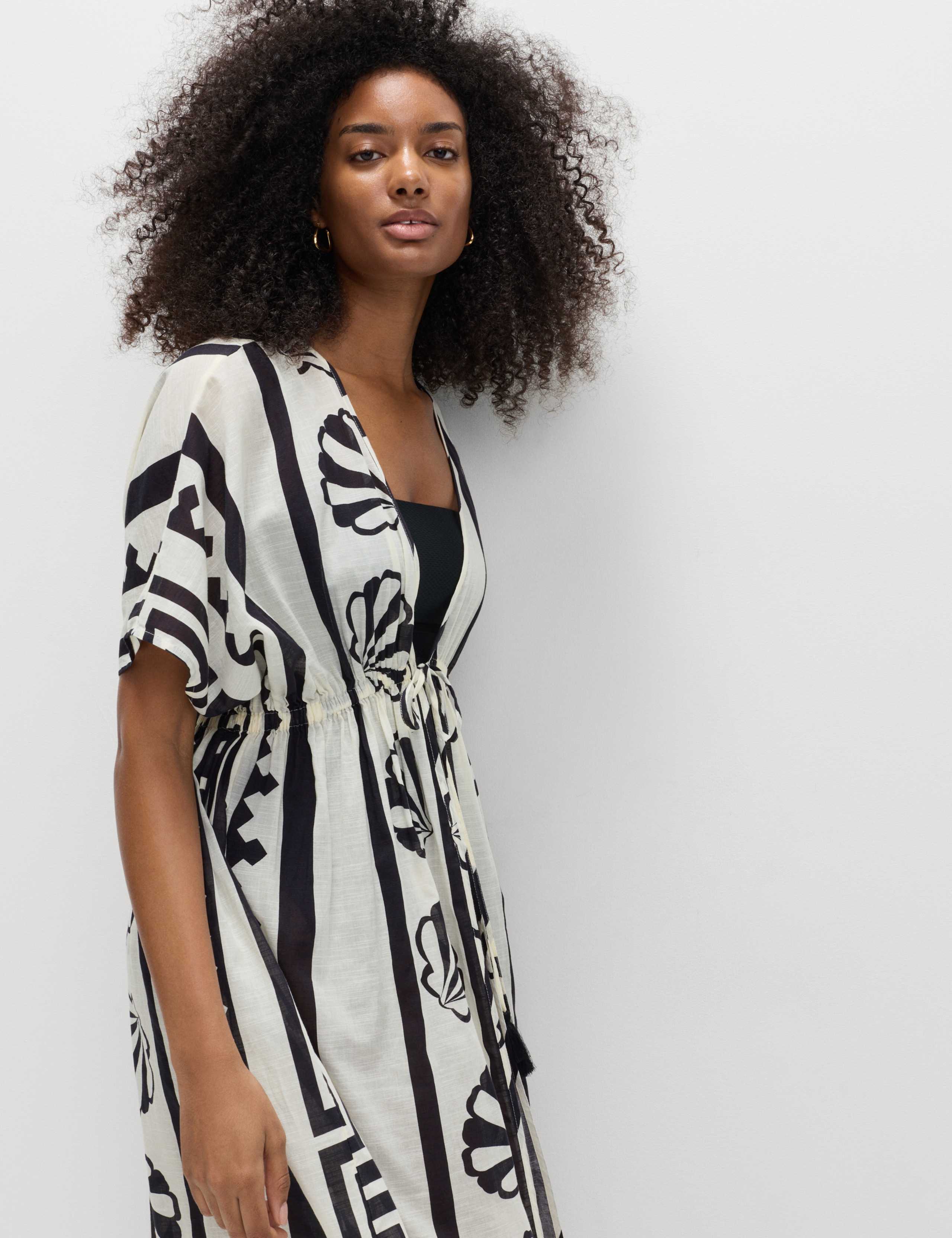 Pure Cotton Shell Print Maxi Kaftan 3 of 6
