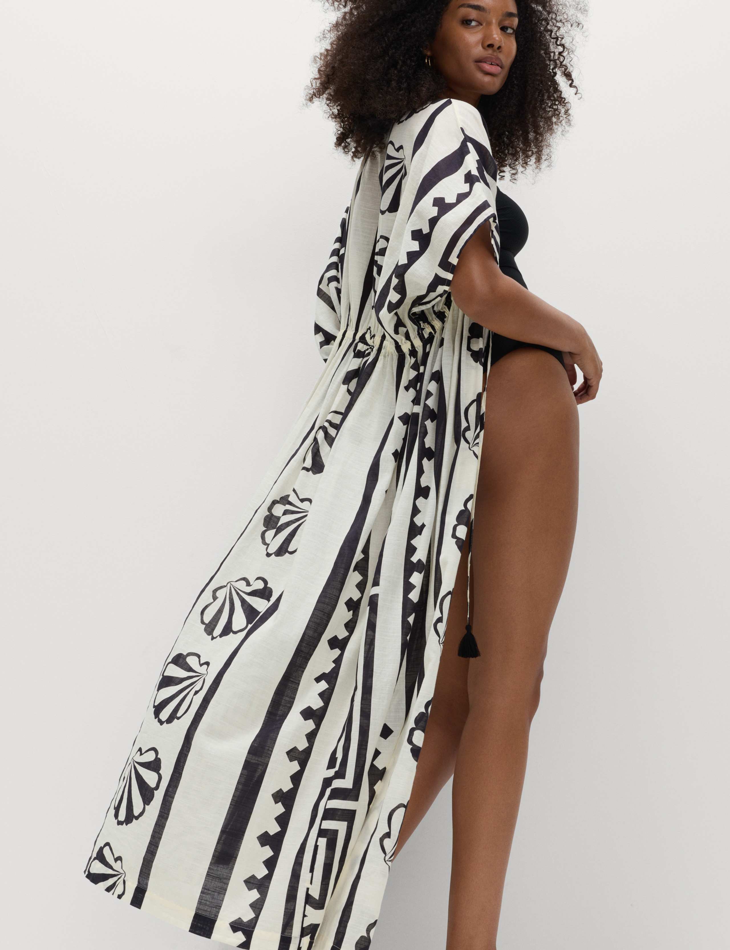 Pure Cotton Shell Print Maxi Kaftan 5 of 6