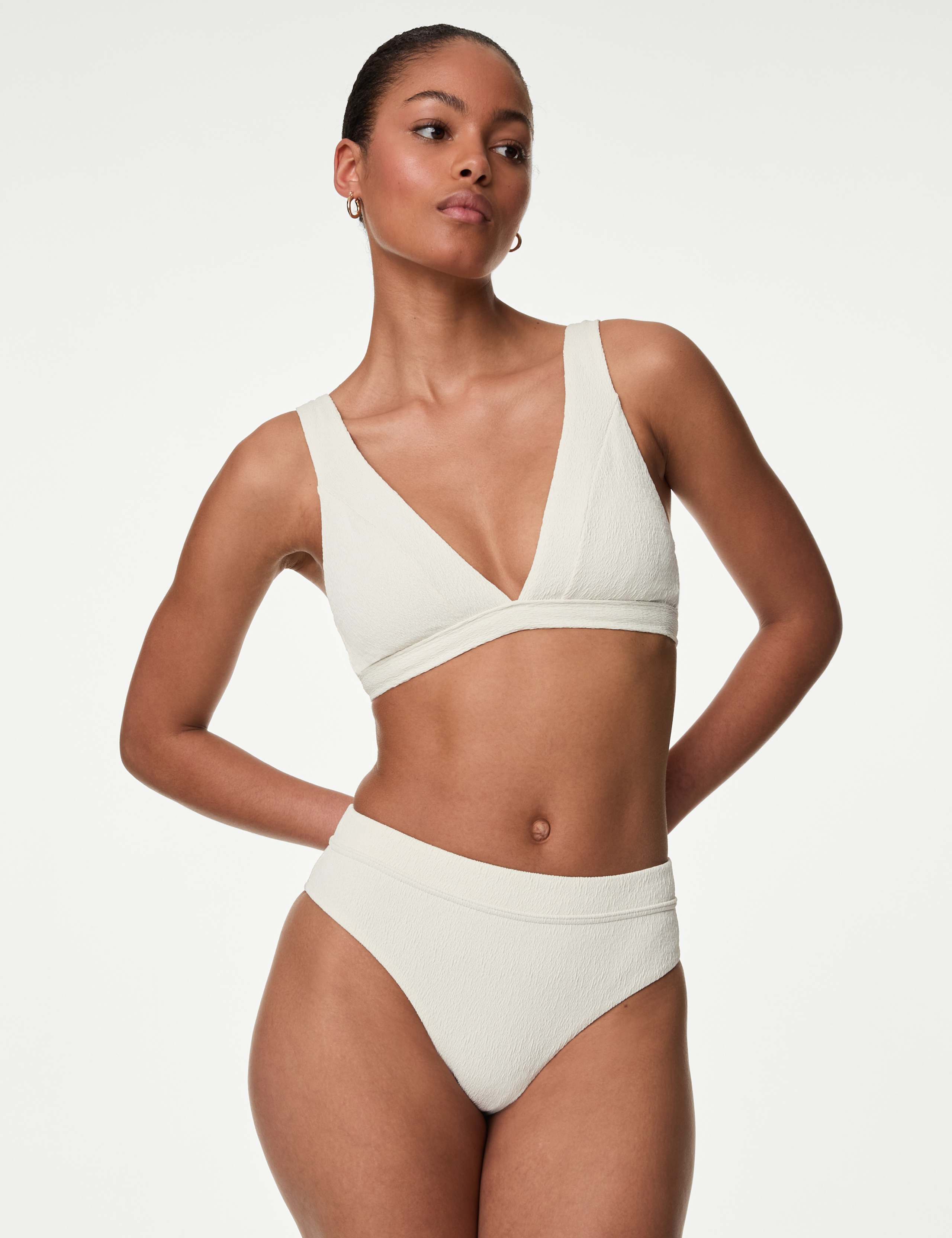 Textured Padded Plunge V-Neck Bikini Top 4 of 5
