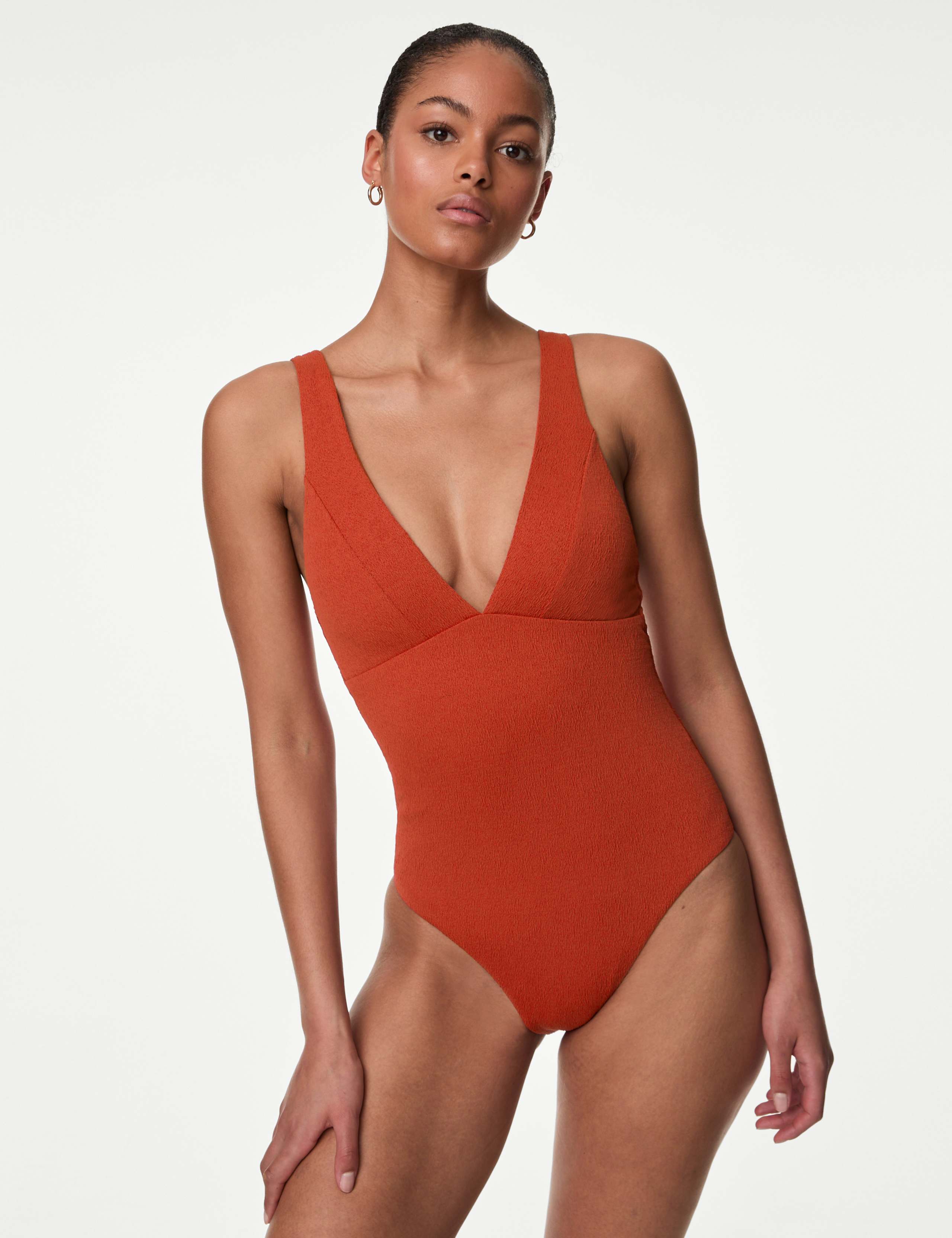 Textured Padded Plunge Swimsuit 1 of 6