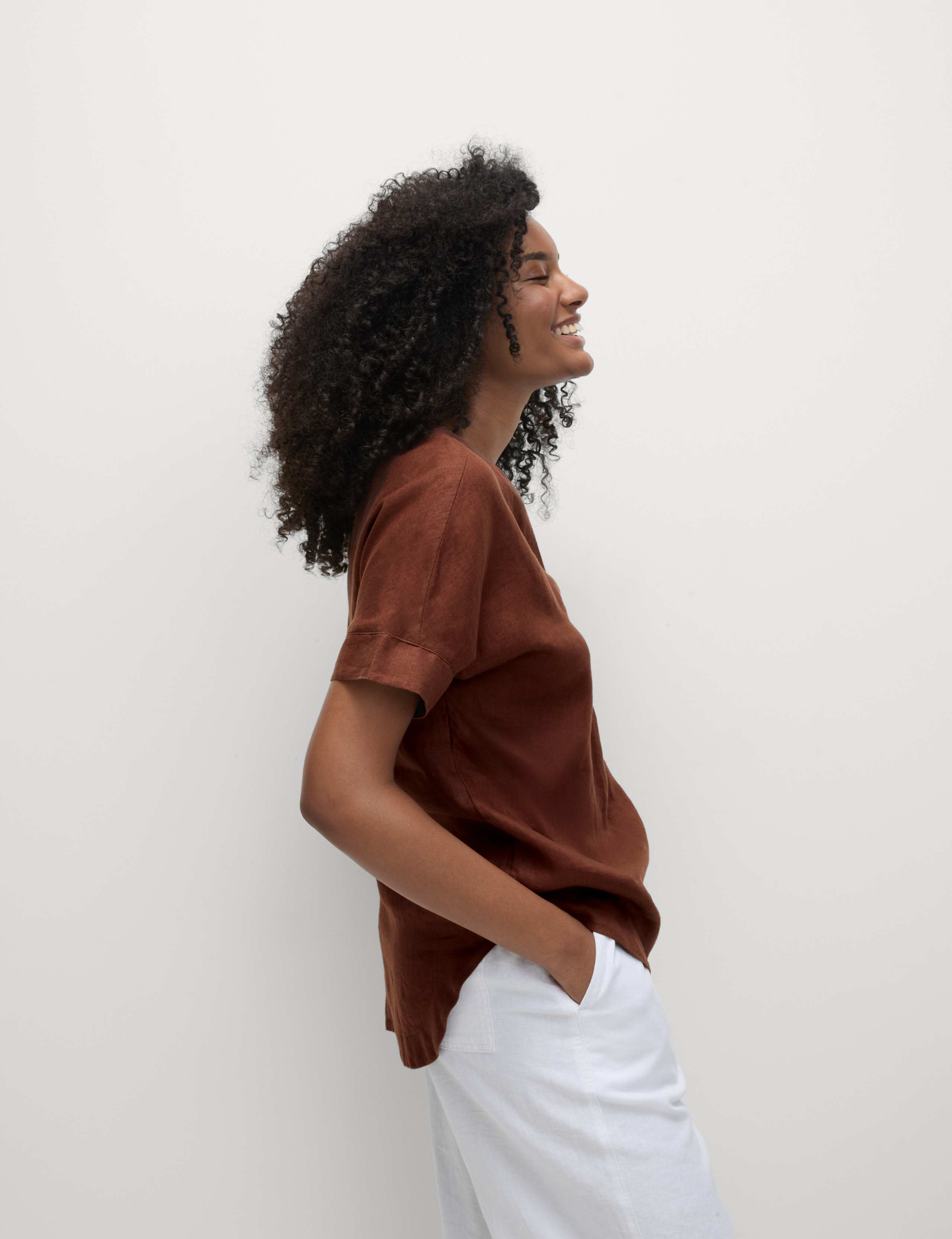 Pure Linen V-Neck Relaxed Popover Blouse 4 of 5