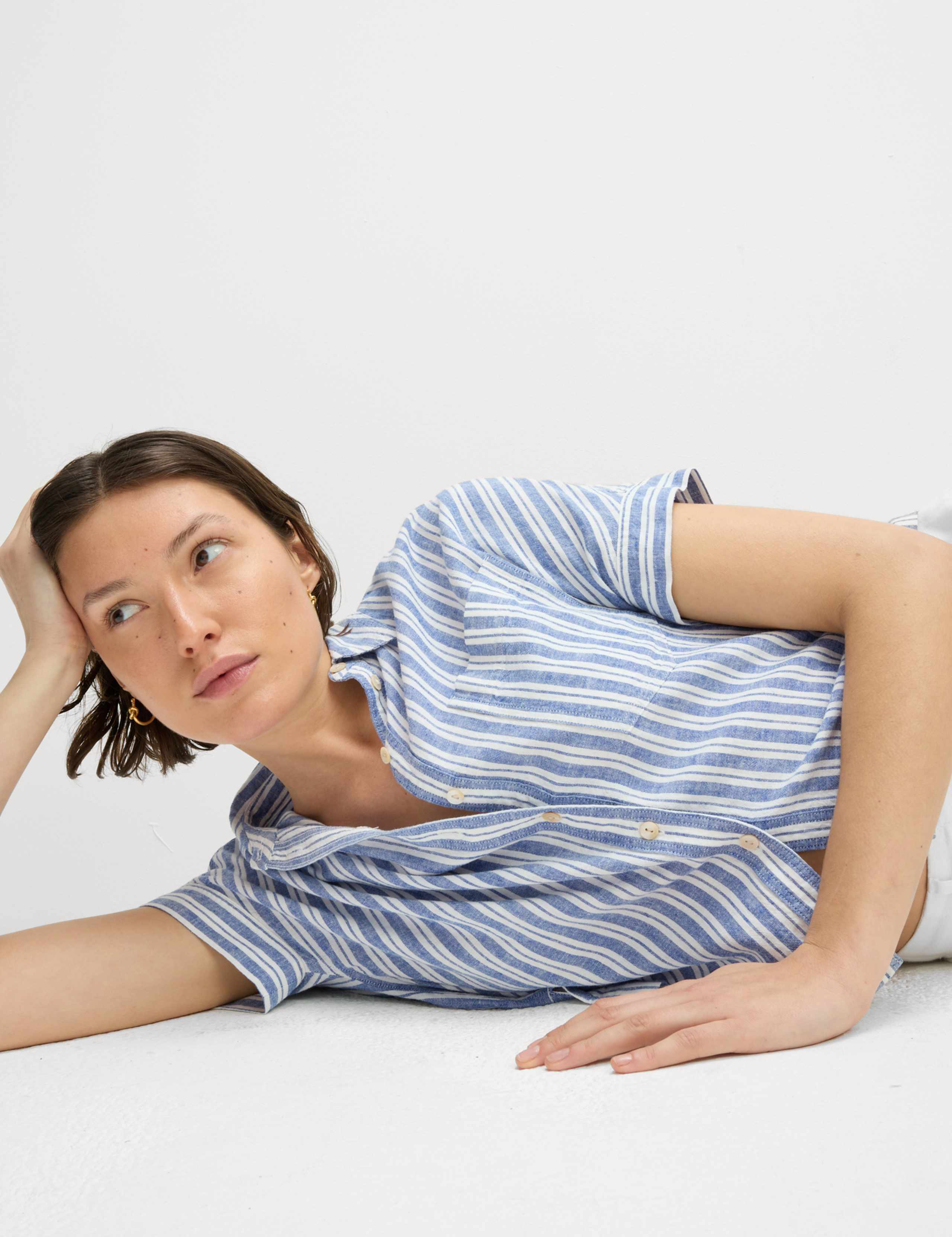 Linen Rich Striped Relaxed Shirt 3 of 5