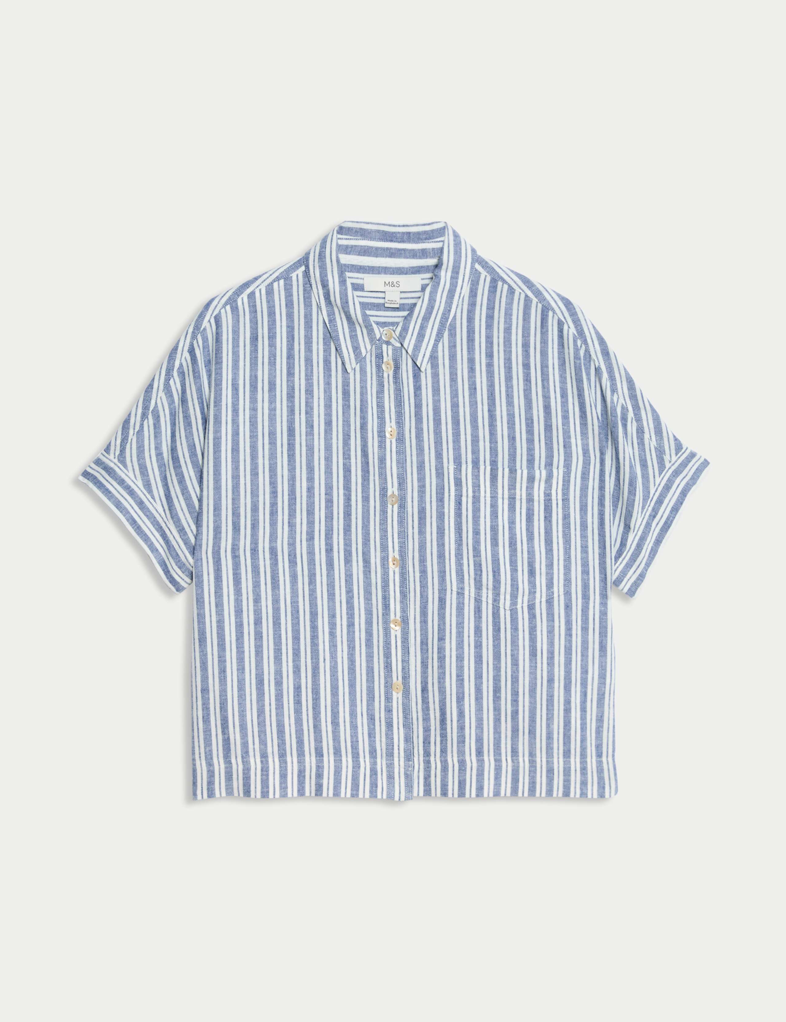Linen Rich Striped Relaxed Shirt 2 of 5