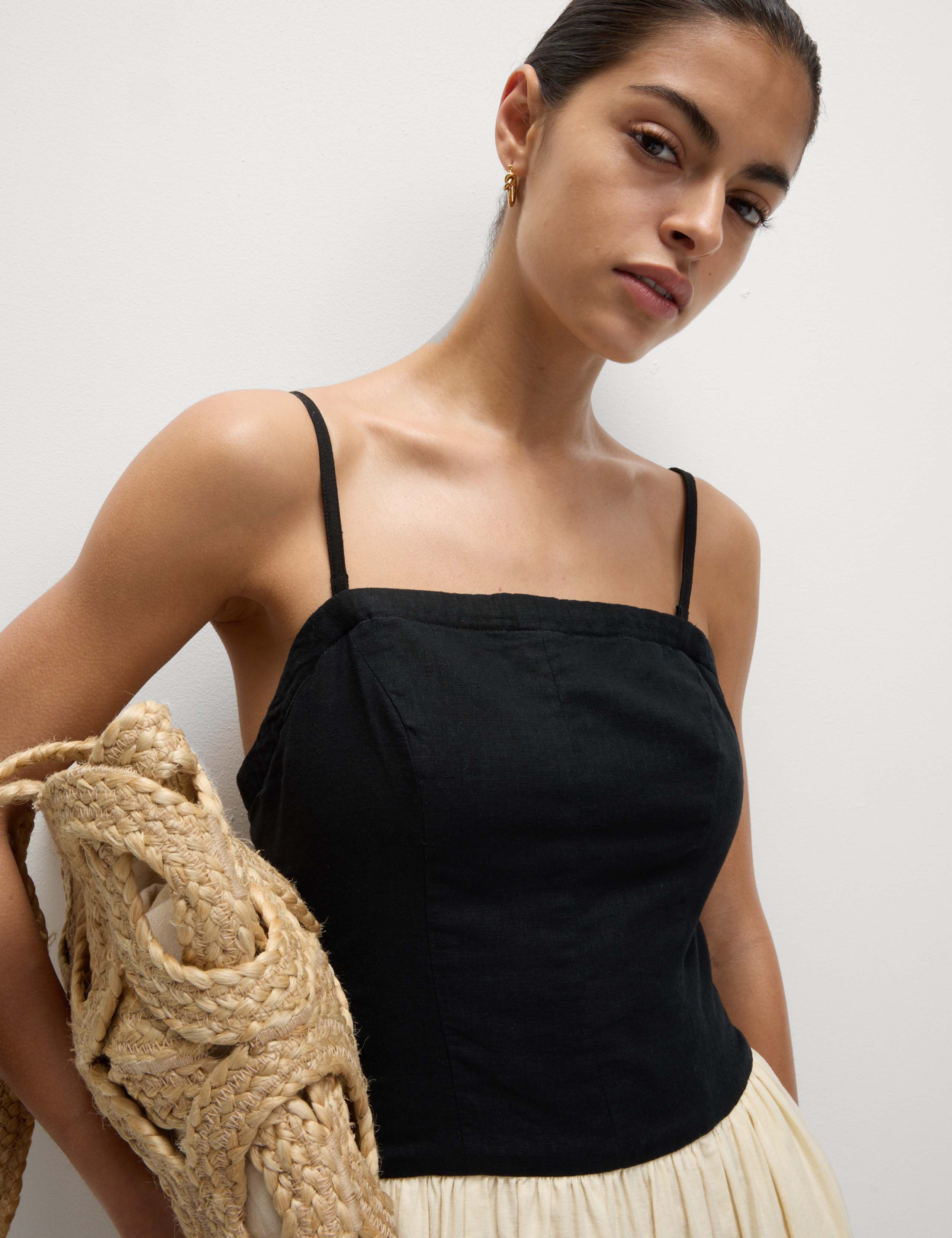 Linen Rich Strappy Midi Slip Dress 3 of 5